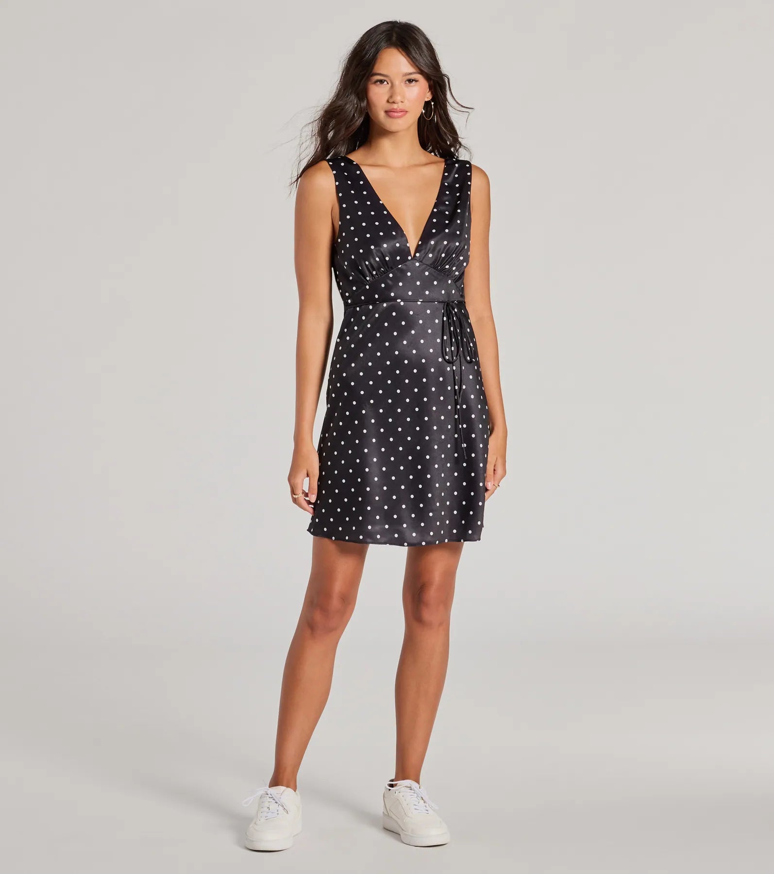 Spotted You V-Neck Polka Dot A-Line Mini Dress - Image 4