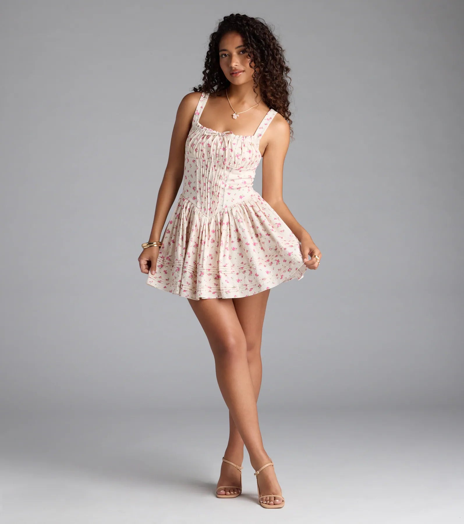 All Day Cuteness Floral Corset Skater Dress - Image 3