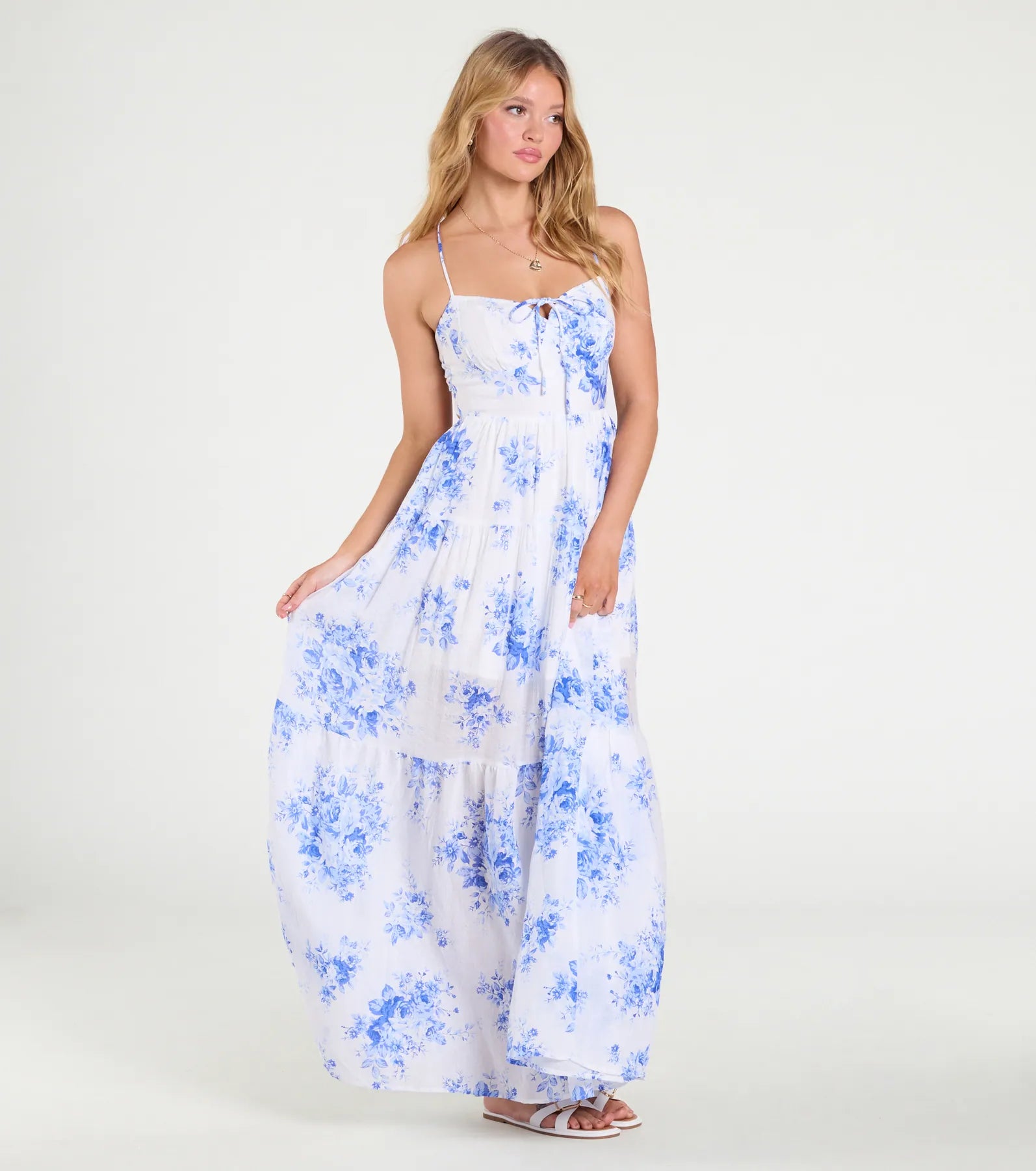 Sunshine Dream Open Tie Back Floral Maxi Dress - Image 4