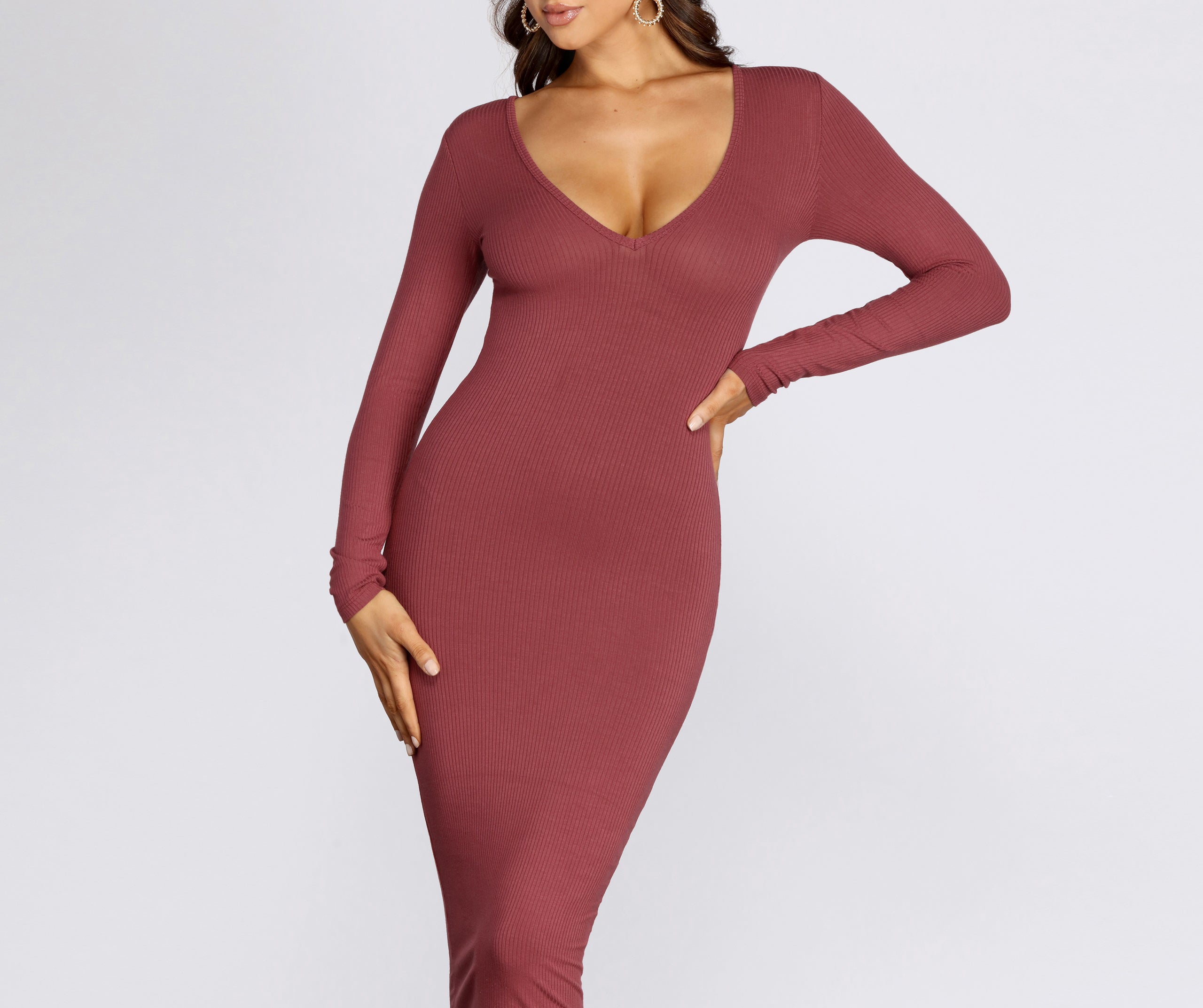V Mine Ribbed Knit Midi Dress - Image 4