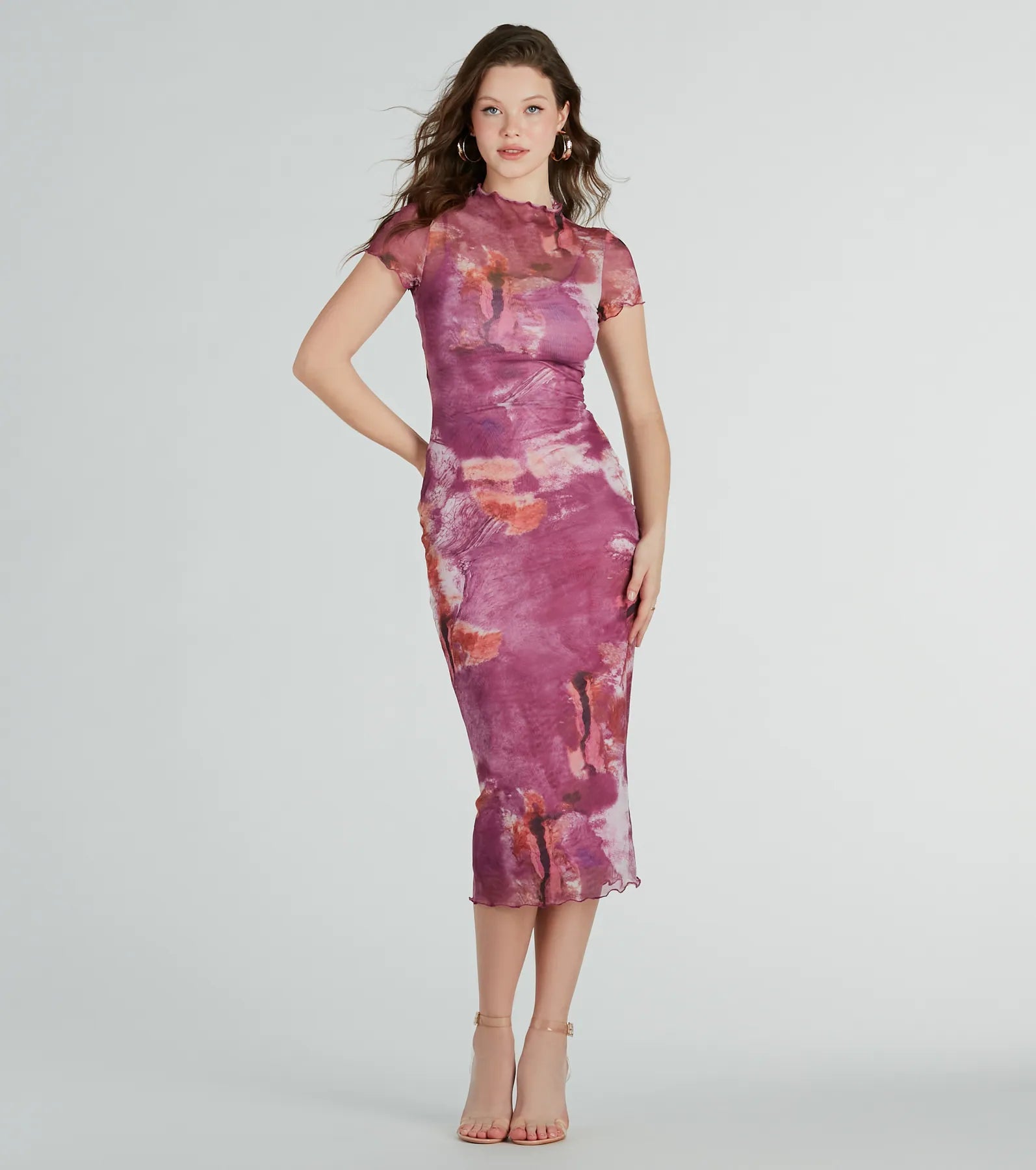 Unique Feels Abstract Print Mock Neck Maxi Dress - Image 5