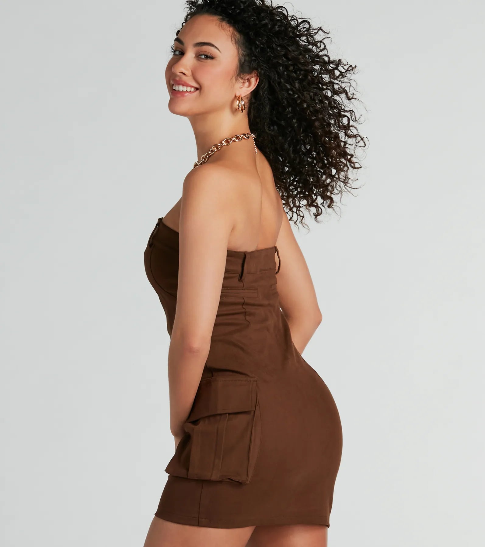 Sensational City Girl Strapless Cargo Mini Dress - Image 2