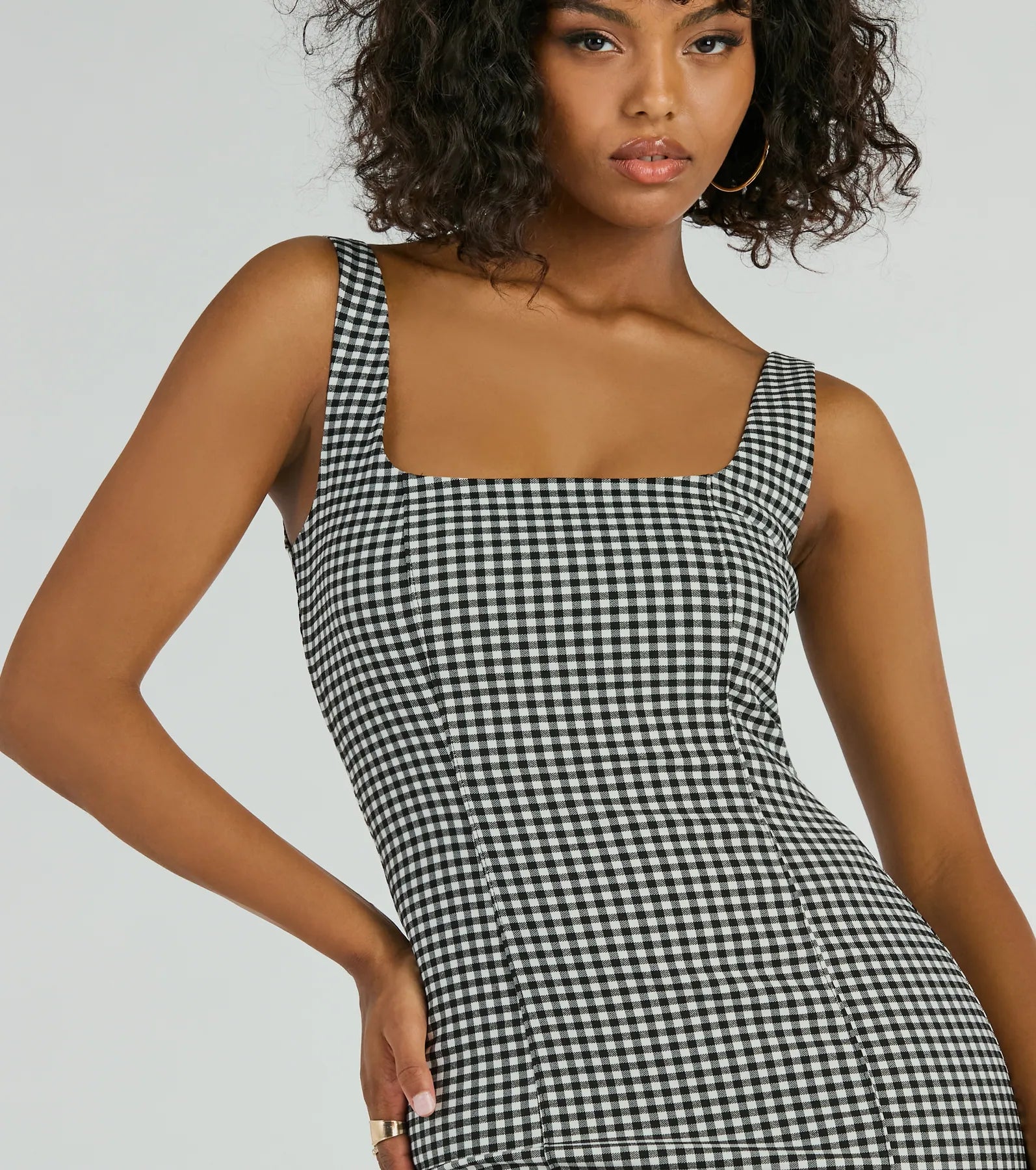Sweeter Than Pie Scoop Neck Gingham Mini Dress - Image 4