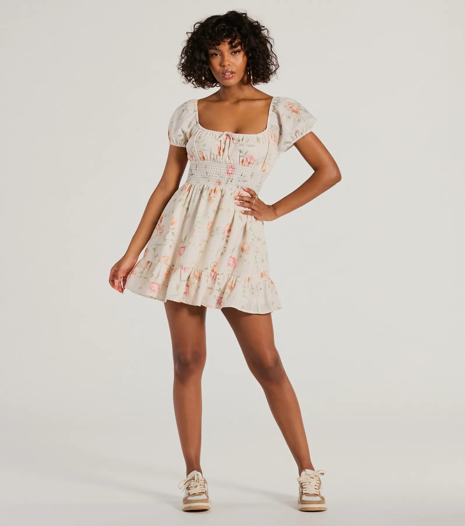 Sure To Love Floral Woven Puff-Sleeve Skater Dress - Image 3