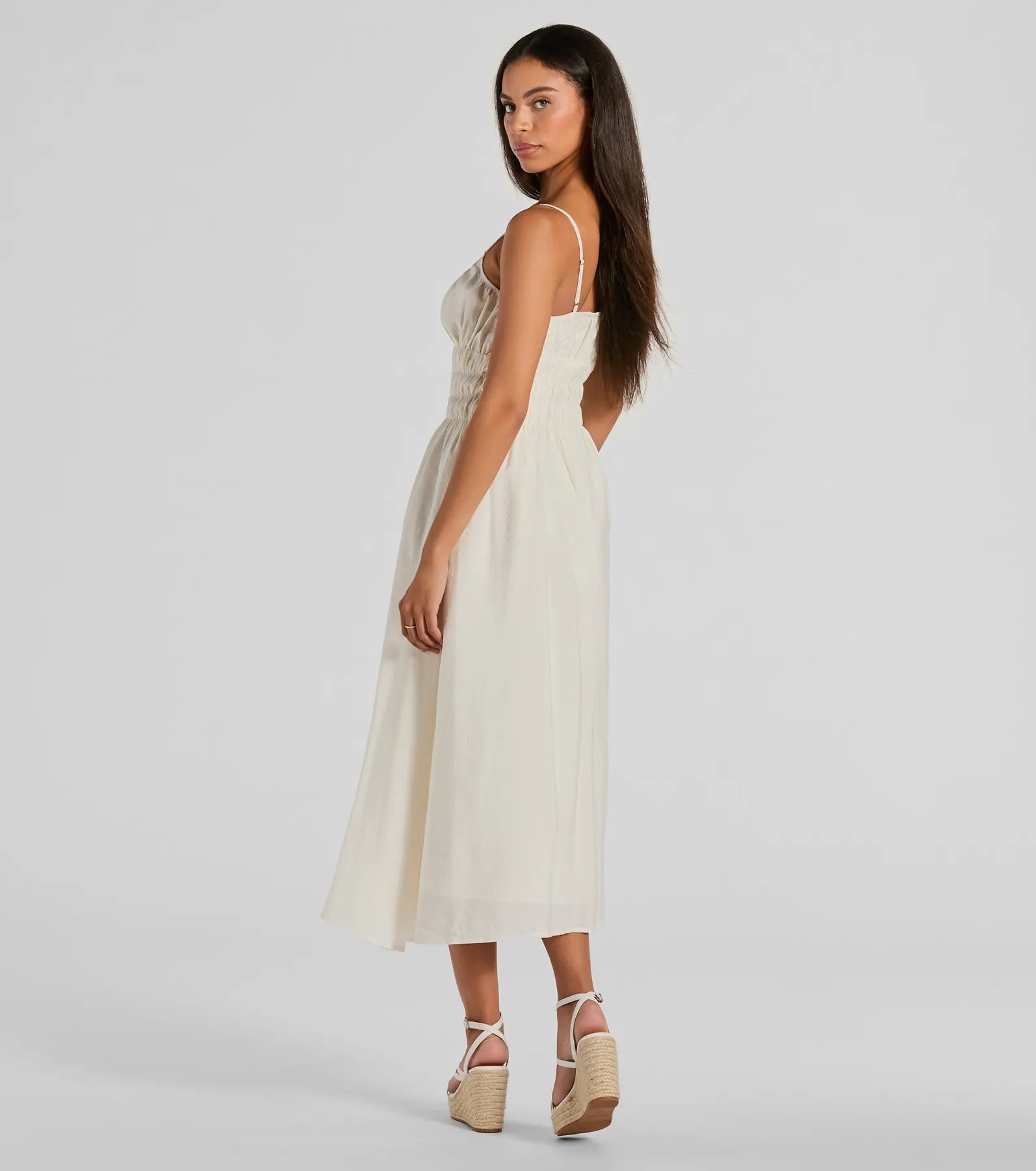 Best Feeling Scoop Neck Cutout A-Line Midi Dress - Image 2