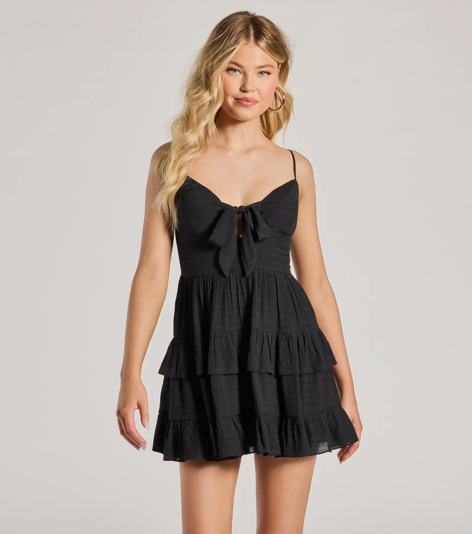 Charming Allure Tie-Front Ruffled Skater Dress - Image 5