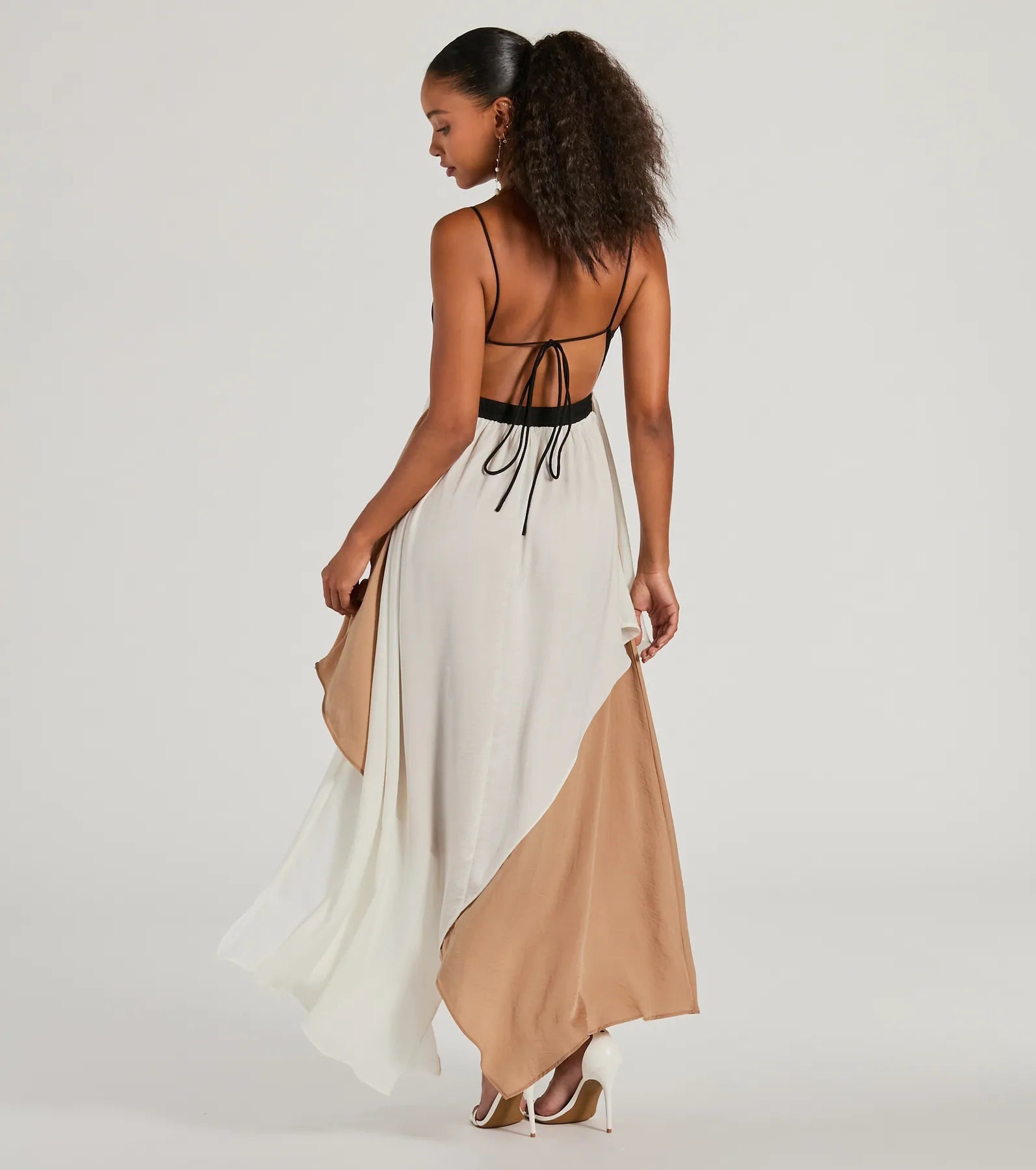 Chic Passion V-Neck Color Block Maxi Dress - Image 2