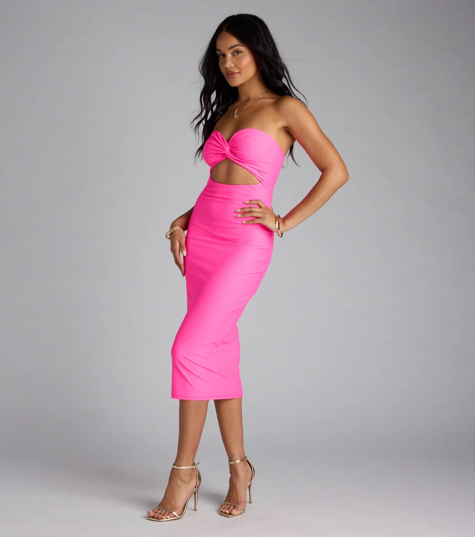Electric Vibe Cutout Tube Midi Dress - Image 4