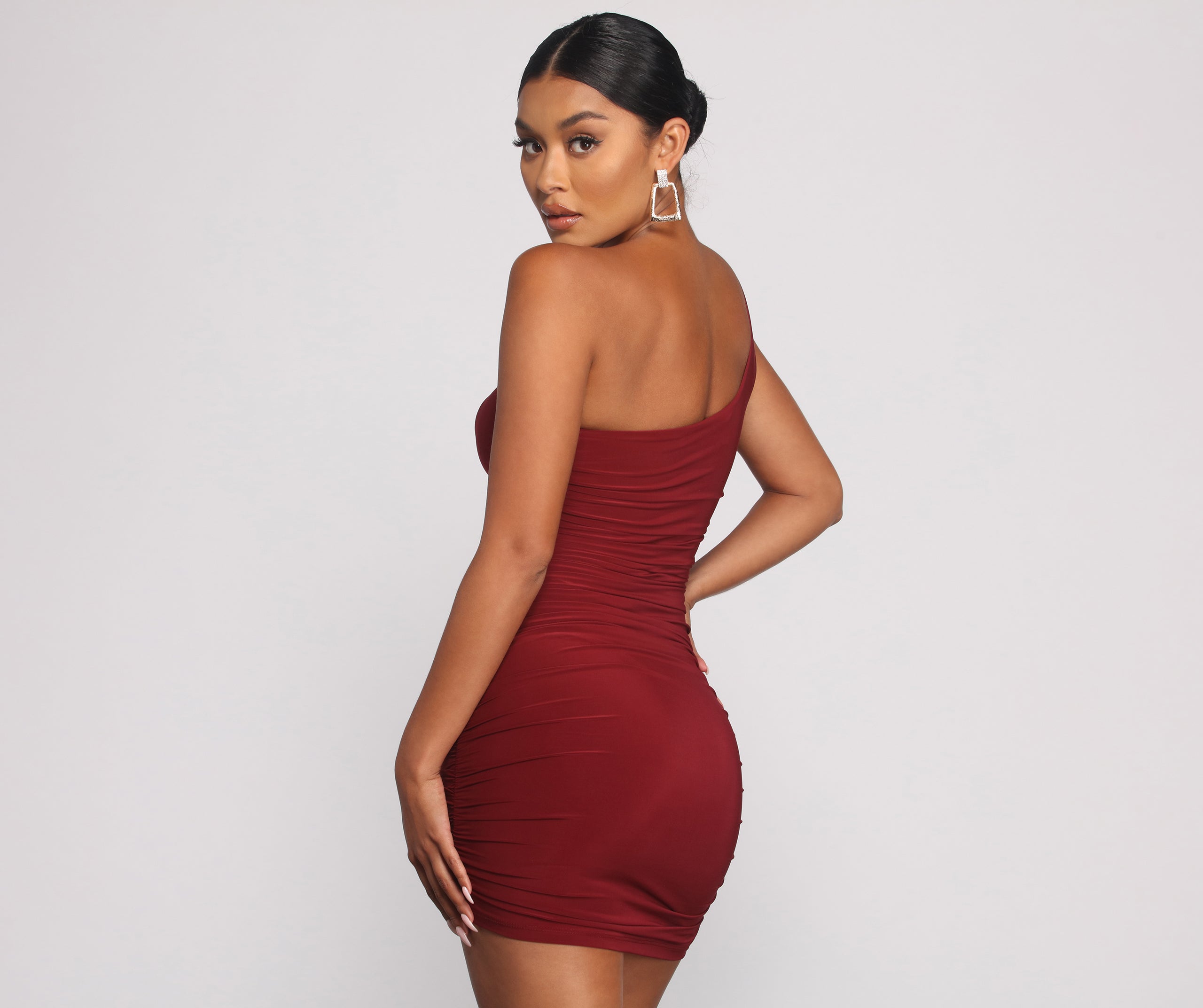 Such A Stunner One Shoulder Ruched Mini Dress - Image 9