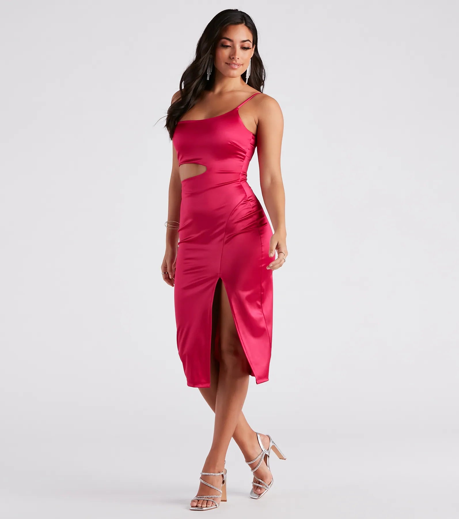 Make The List Satin Slit Midi Dress - Image 3
