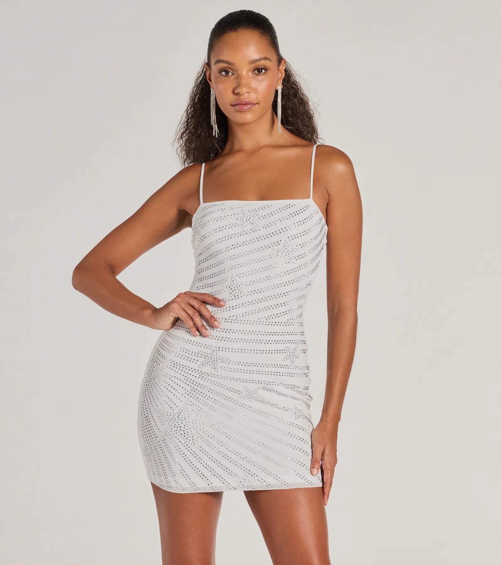 Star Tonight Rhinestone Mesh Mini Dress - Image 5