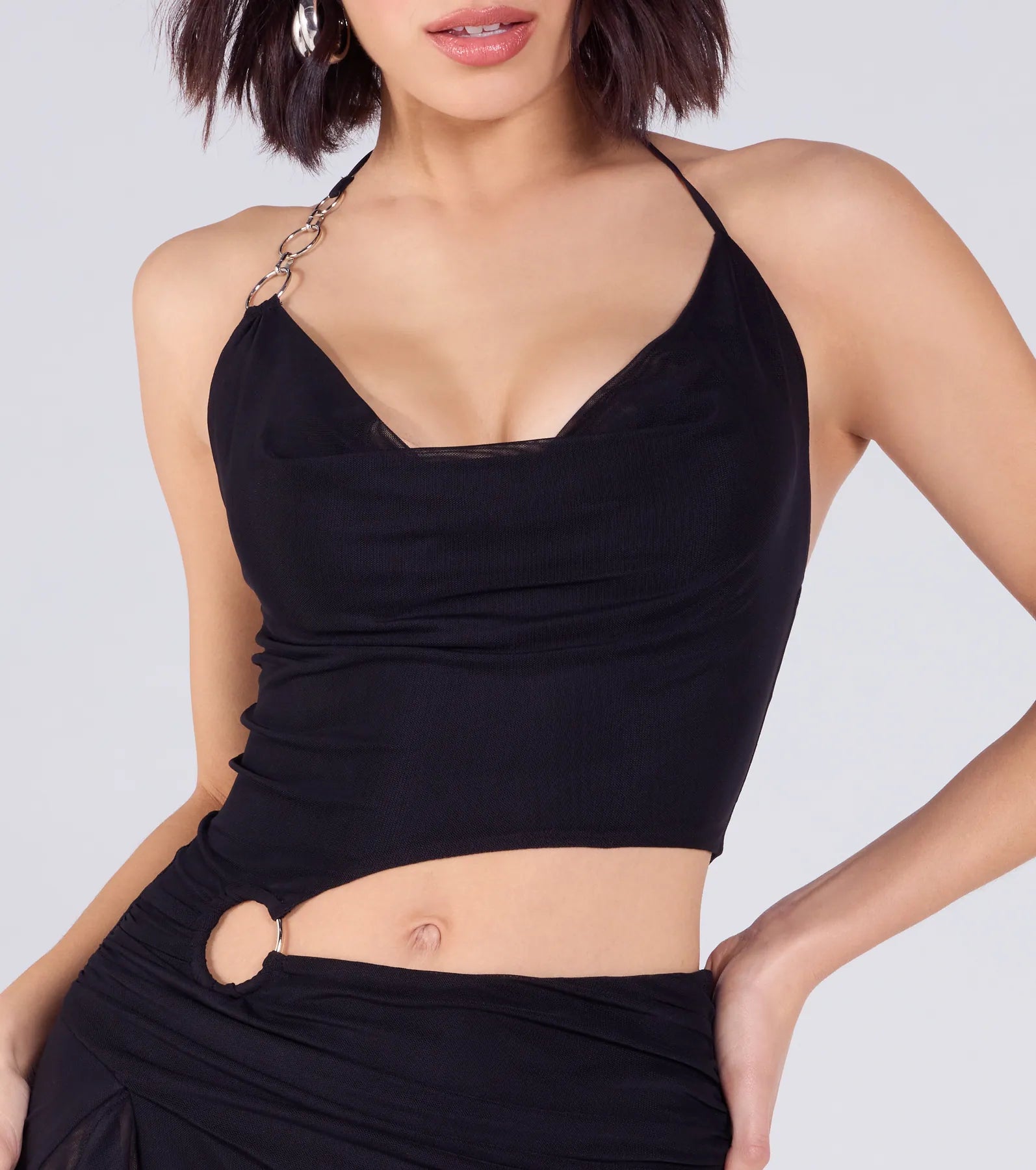 Heavenly Curves Halter Cutout Mesh Mini Dress - Image 3