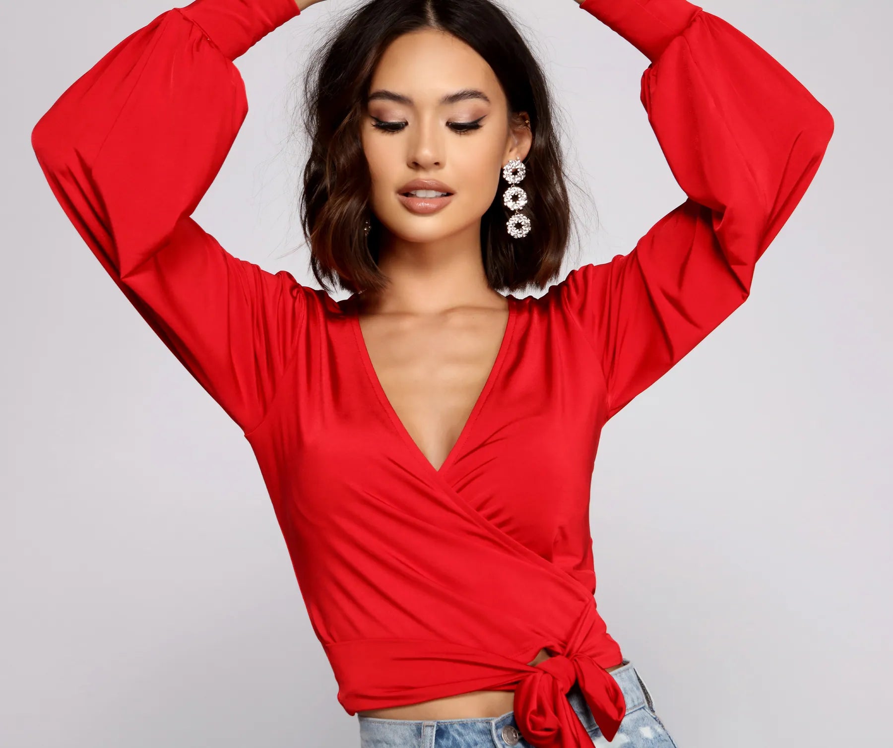 Slinky Knit Wrap Front Top - Image 7