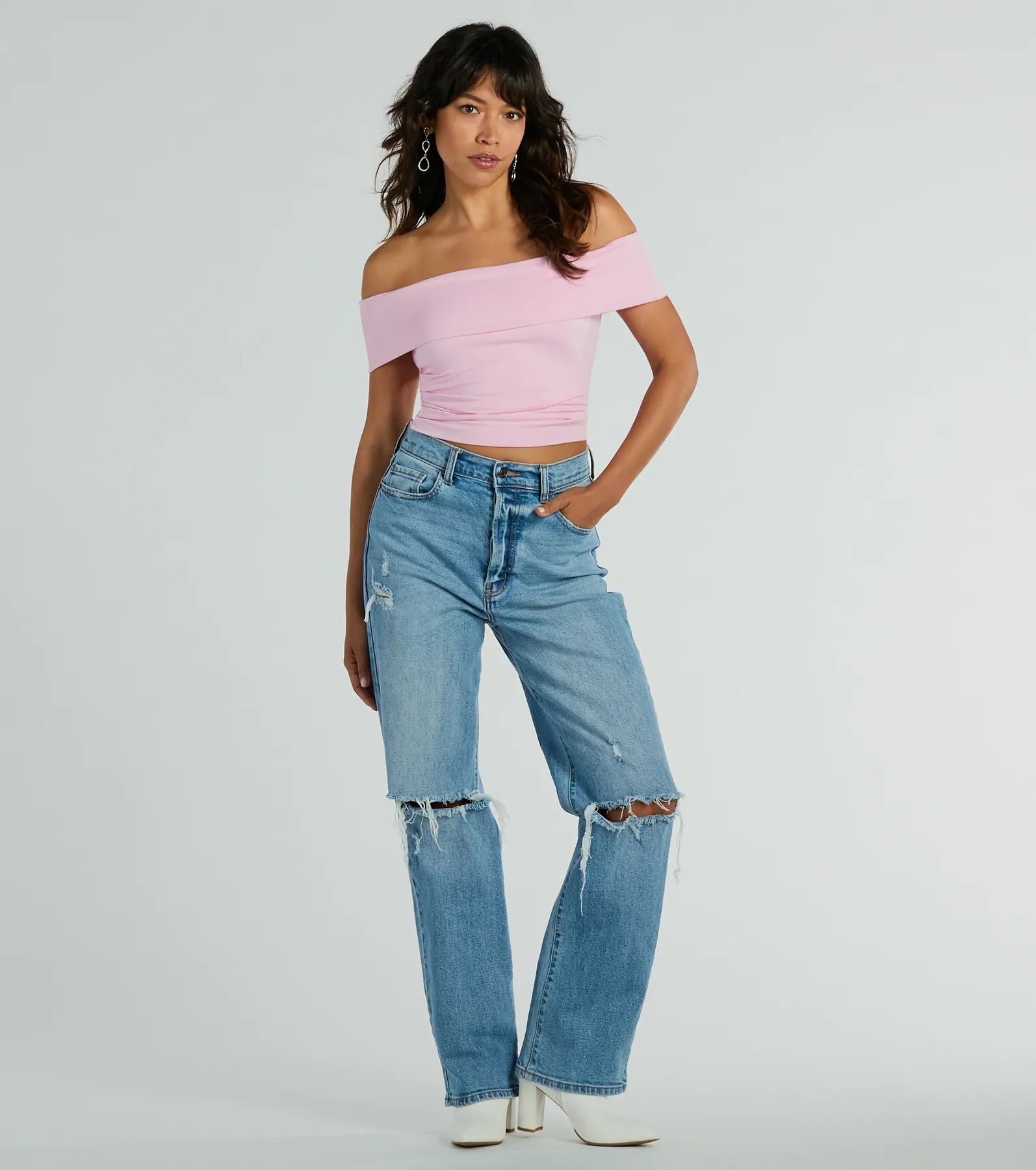 Spotted In Town Off-The-Shoulder Crop Top - Image 3