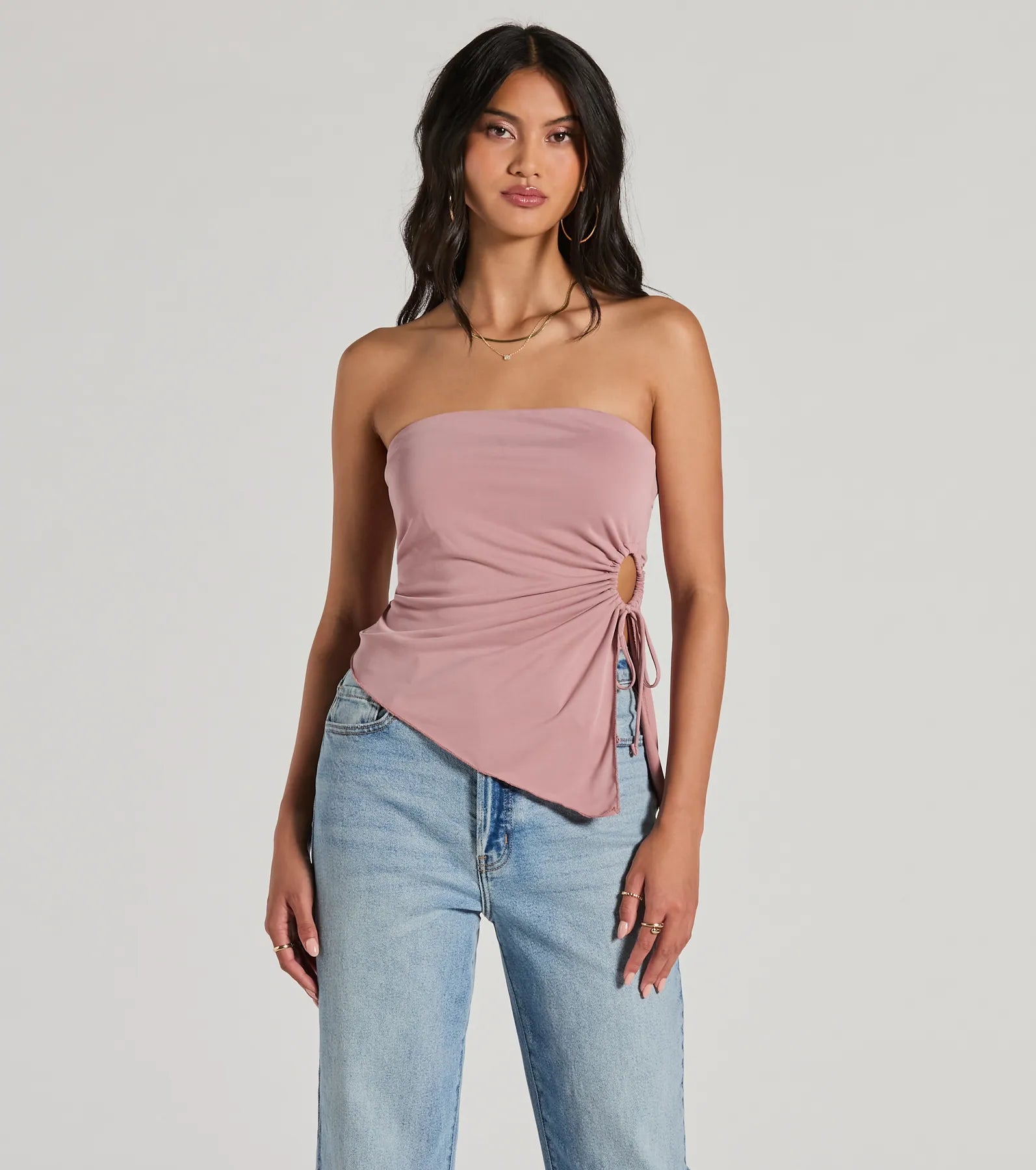 Unique Addition Strapless Cut Out Tube Crop Top - Image 5