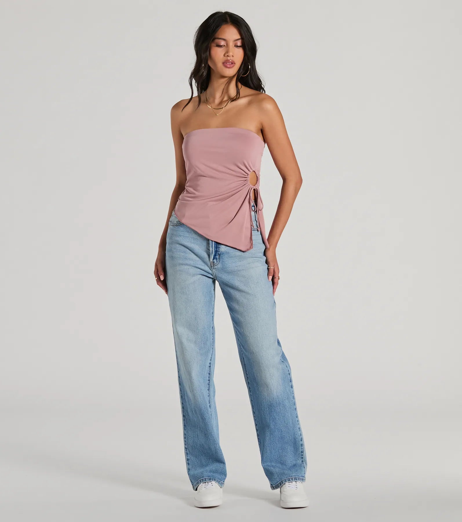 Unique Addition Strapless Cut Out Tube Crop Top - Image 7
