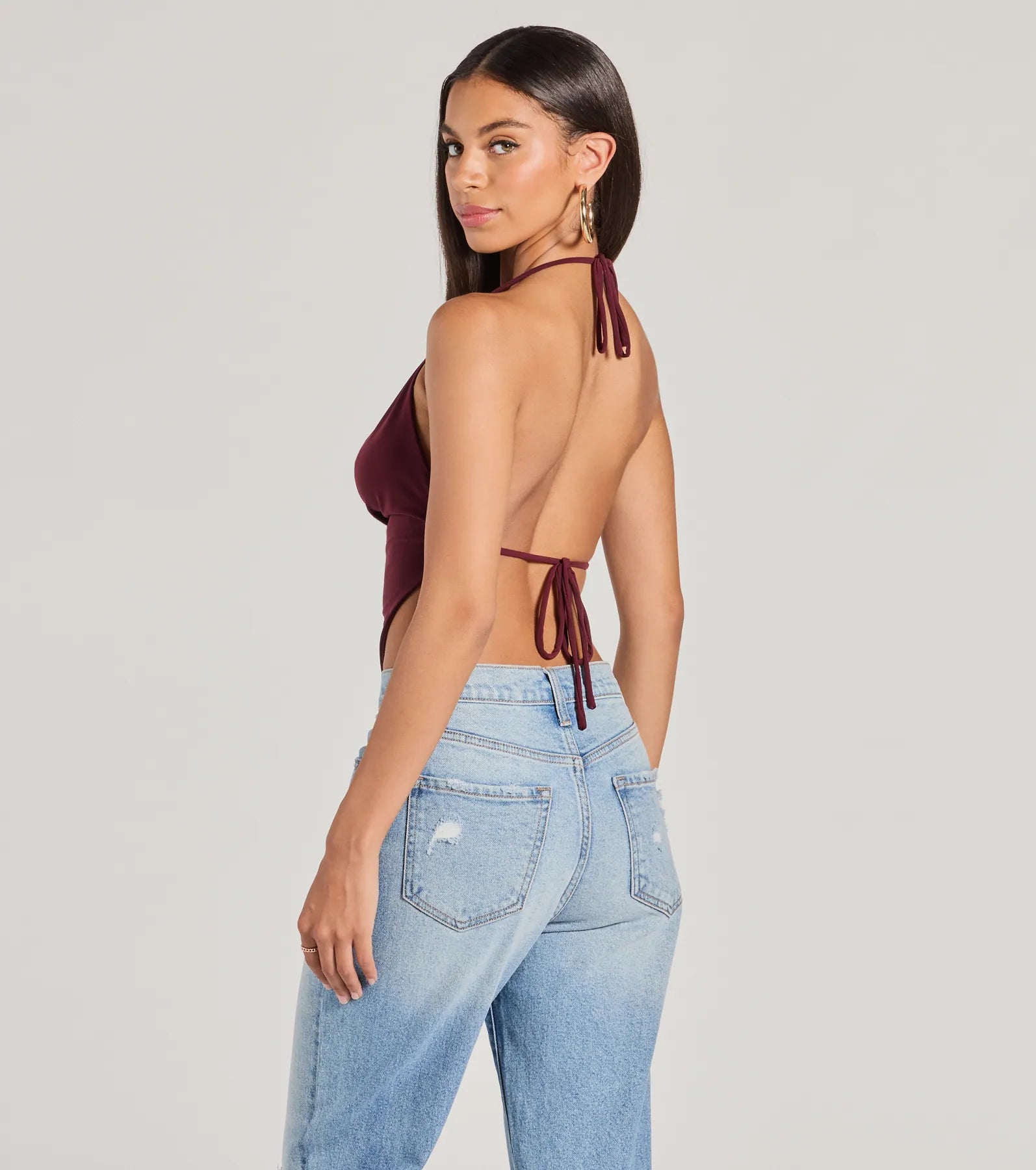Sunny Day Cute Halter Open Back Crop Top - Image 2