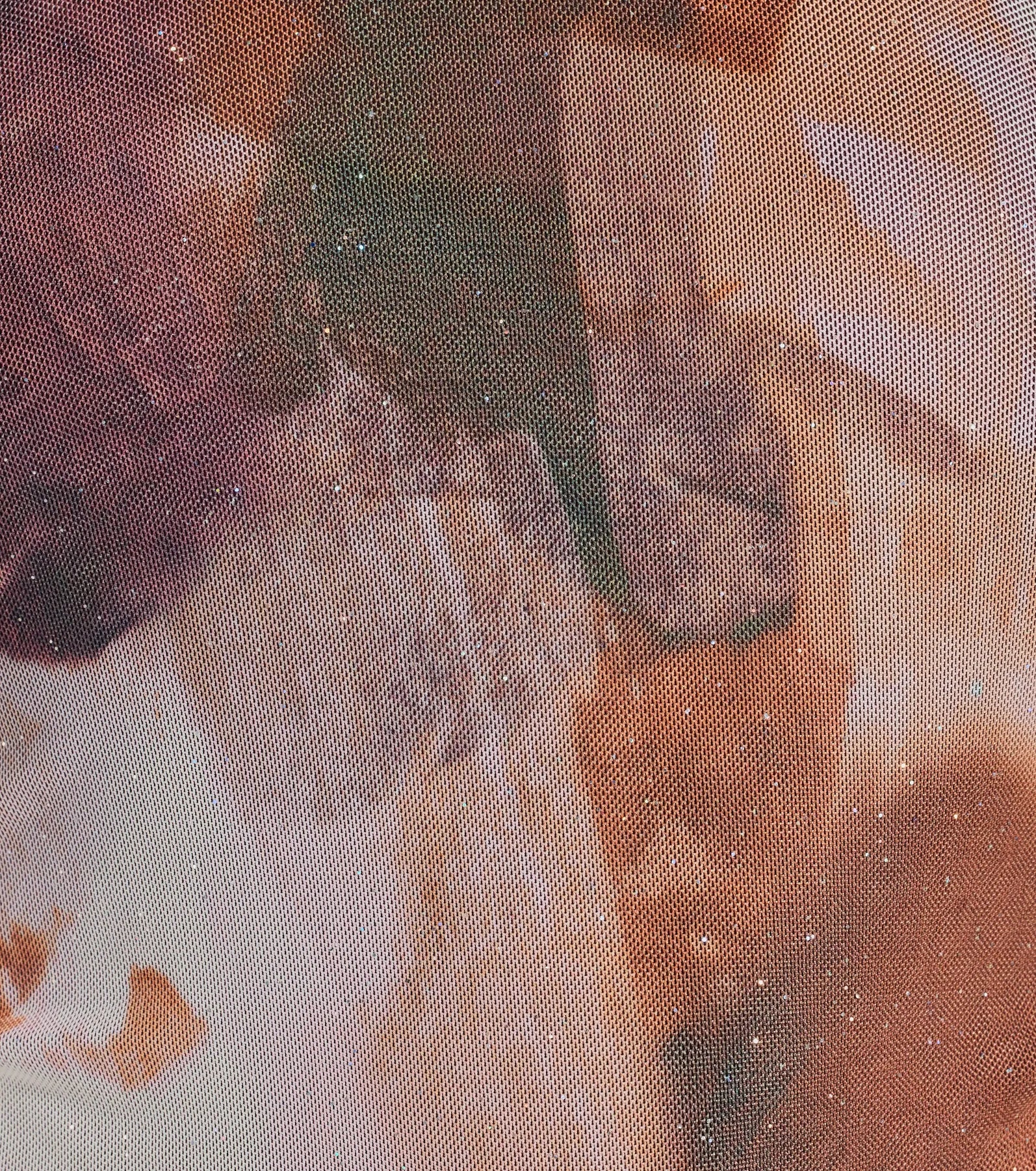 Shimmering Allure Abstract Print Glitter Mesh Top - Image 4