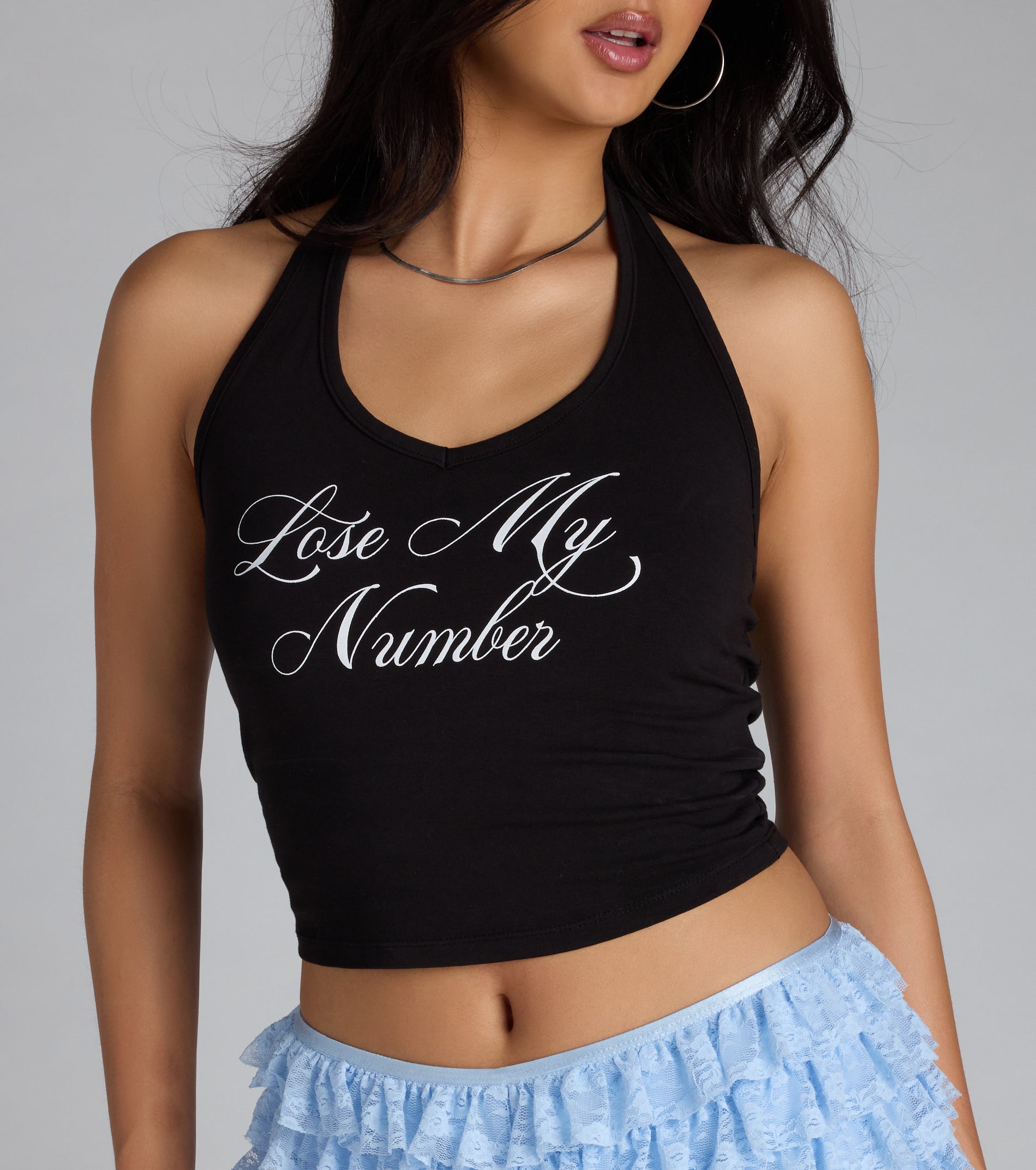Lose My Number Halter Graphic Top - Image 8