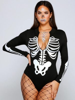 Spooktacular Skeleton Print Bodysuit