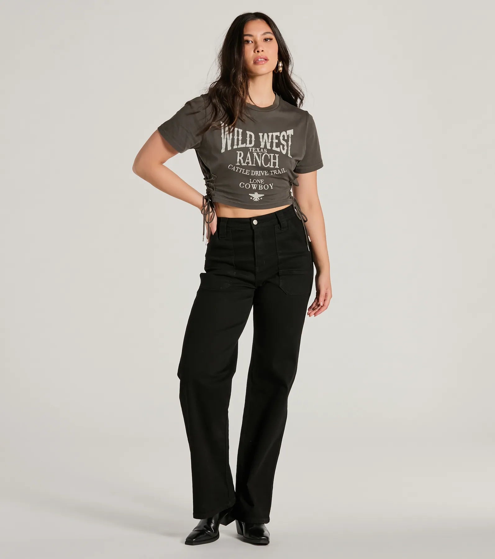Wild West Lace-Up Crop Graphic Tee - Image 3