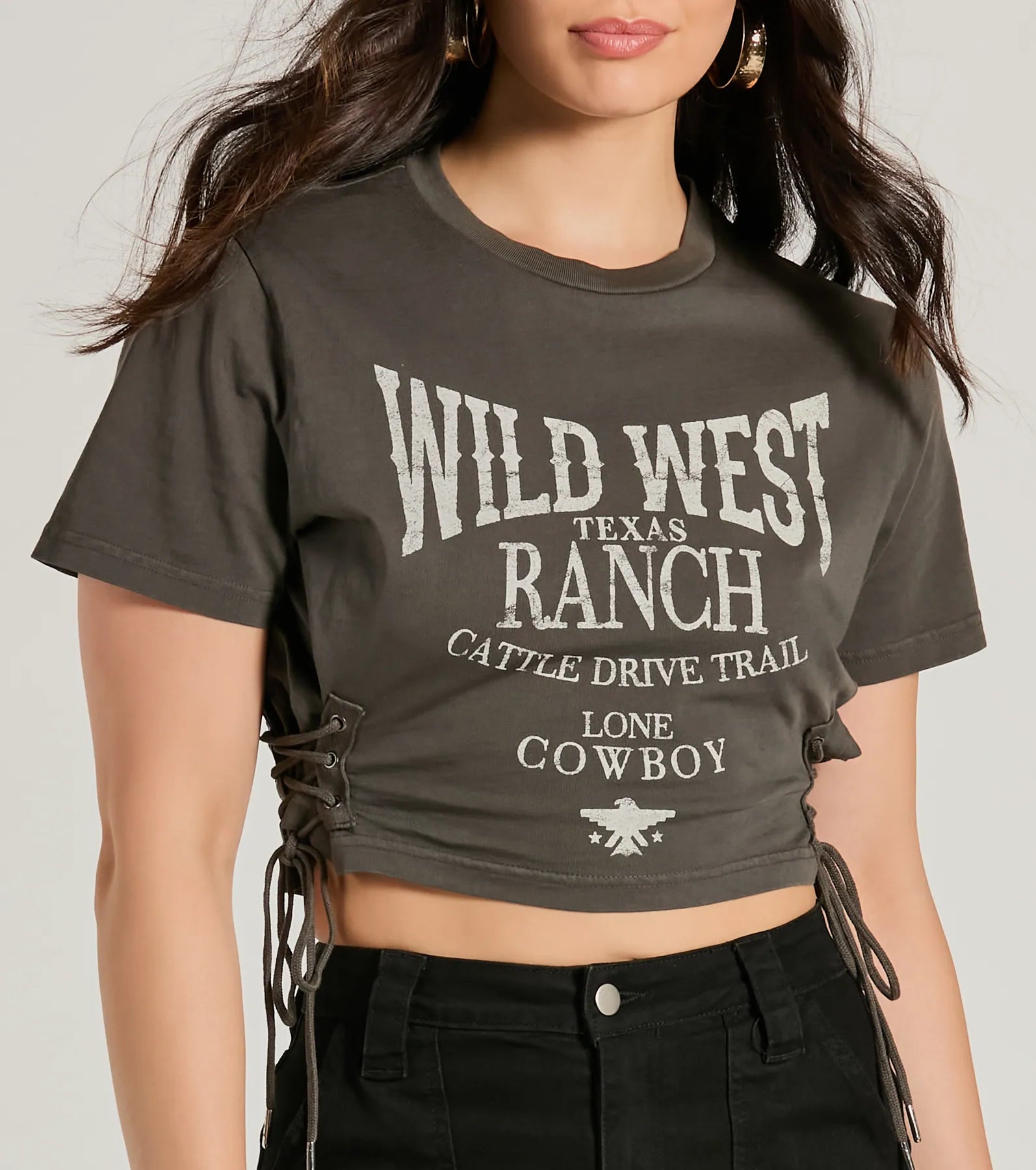 Wild West Lace-Up Crop Graphic Tee - Image 4