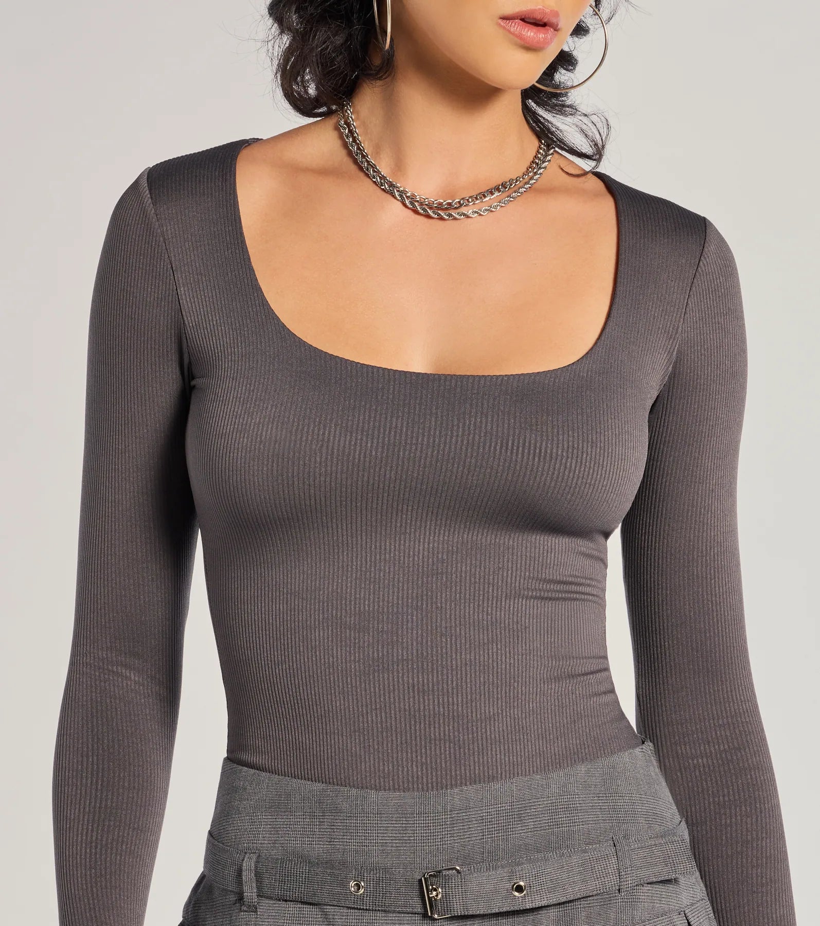 Sleek Appeal Ribbed Knit Long Sleeve Bodysuit - Image 4