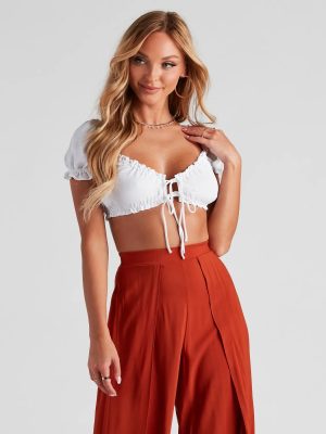 Lovely Day Peasant Crop Top