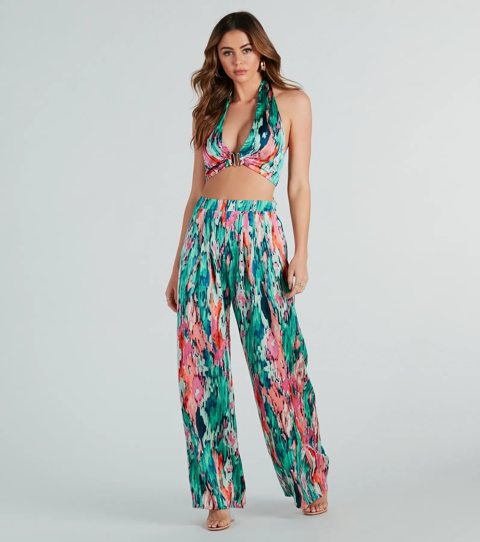 Color Me Pretty Satin Abstract Crop Top - Image 4