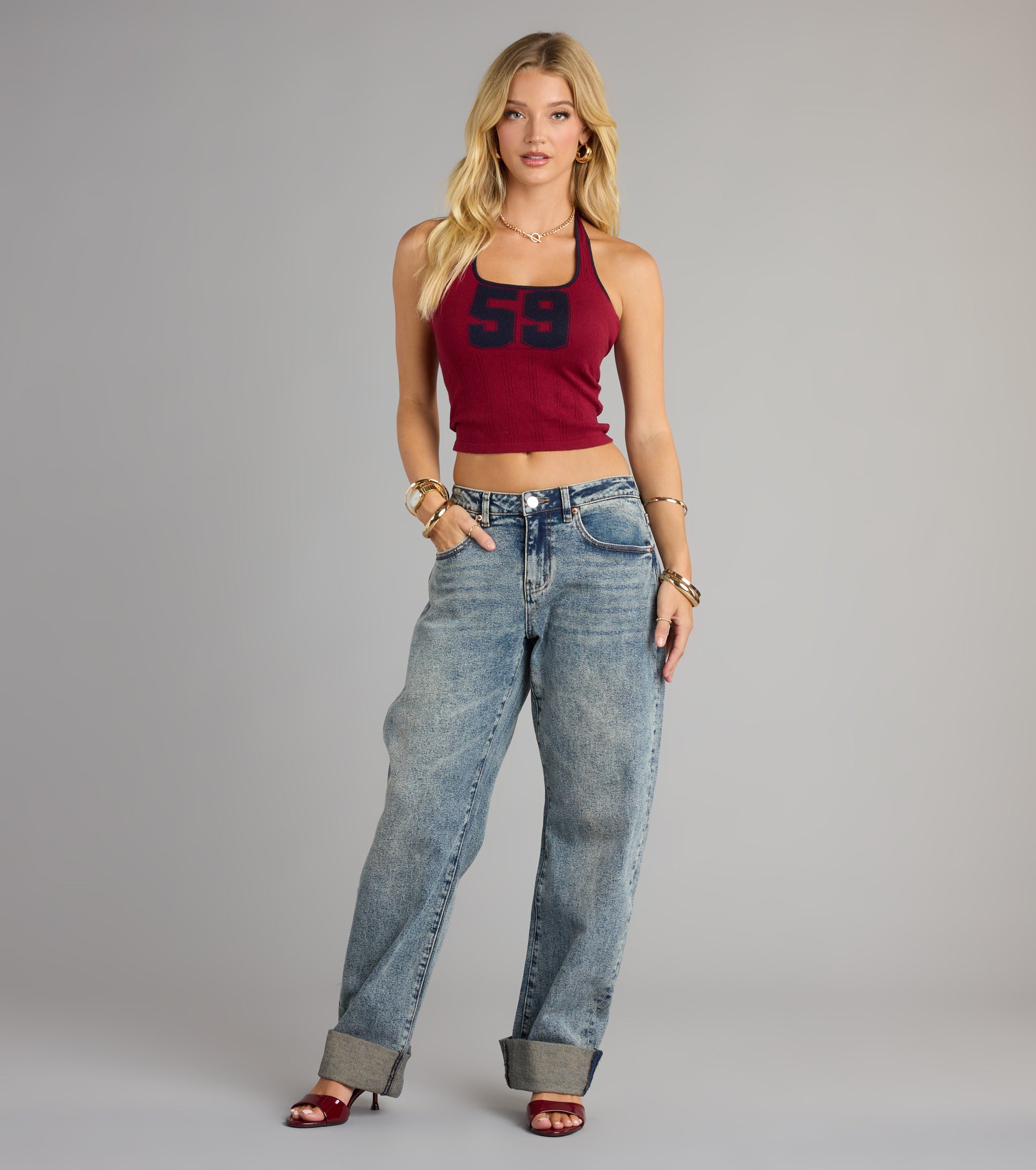 Varsity Crush Halter Graphic Tank Top - Image 3