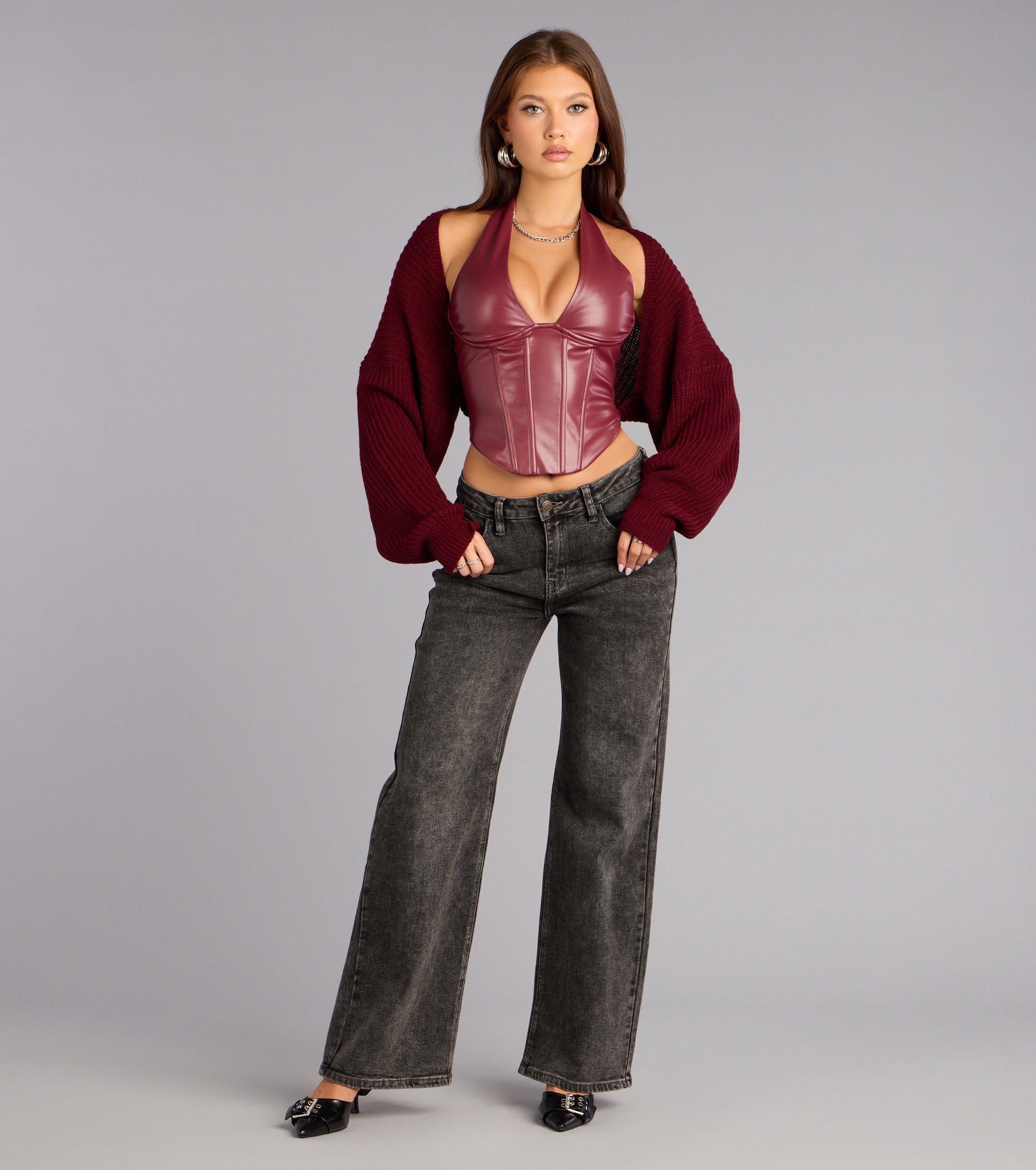 Sweet And Cozy Oversized Knit Sweater Bolero - Image 31