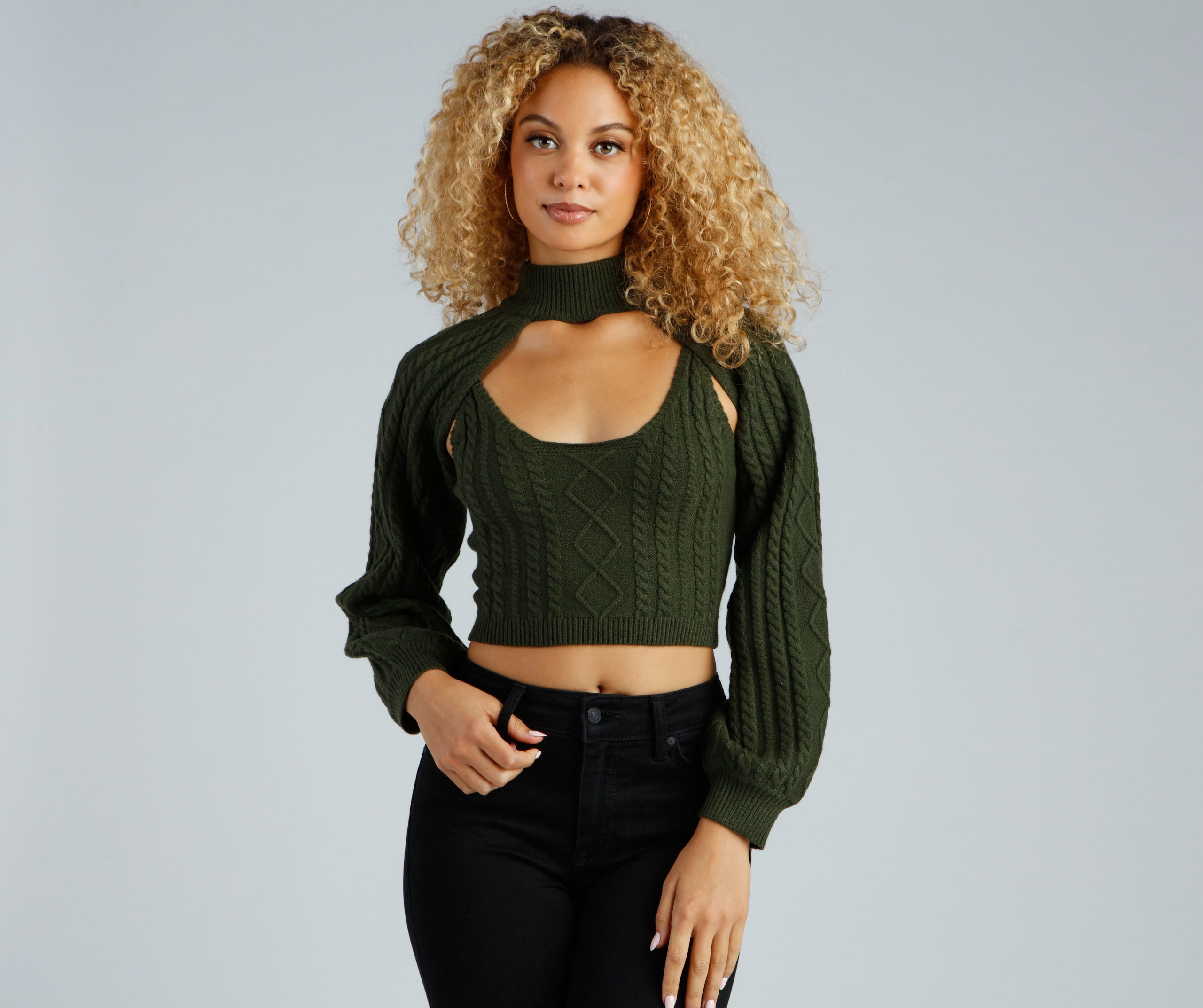 Autumn Harvest Mock Neck Sweater Top - Image 5