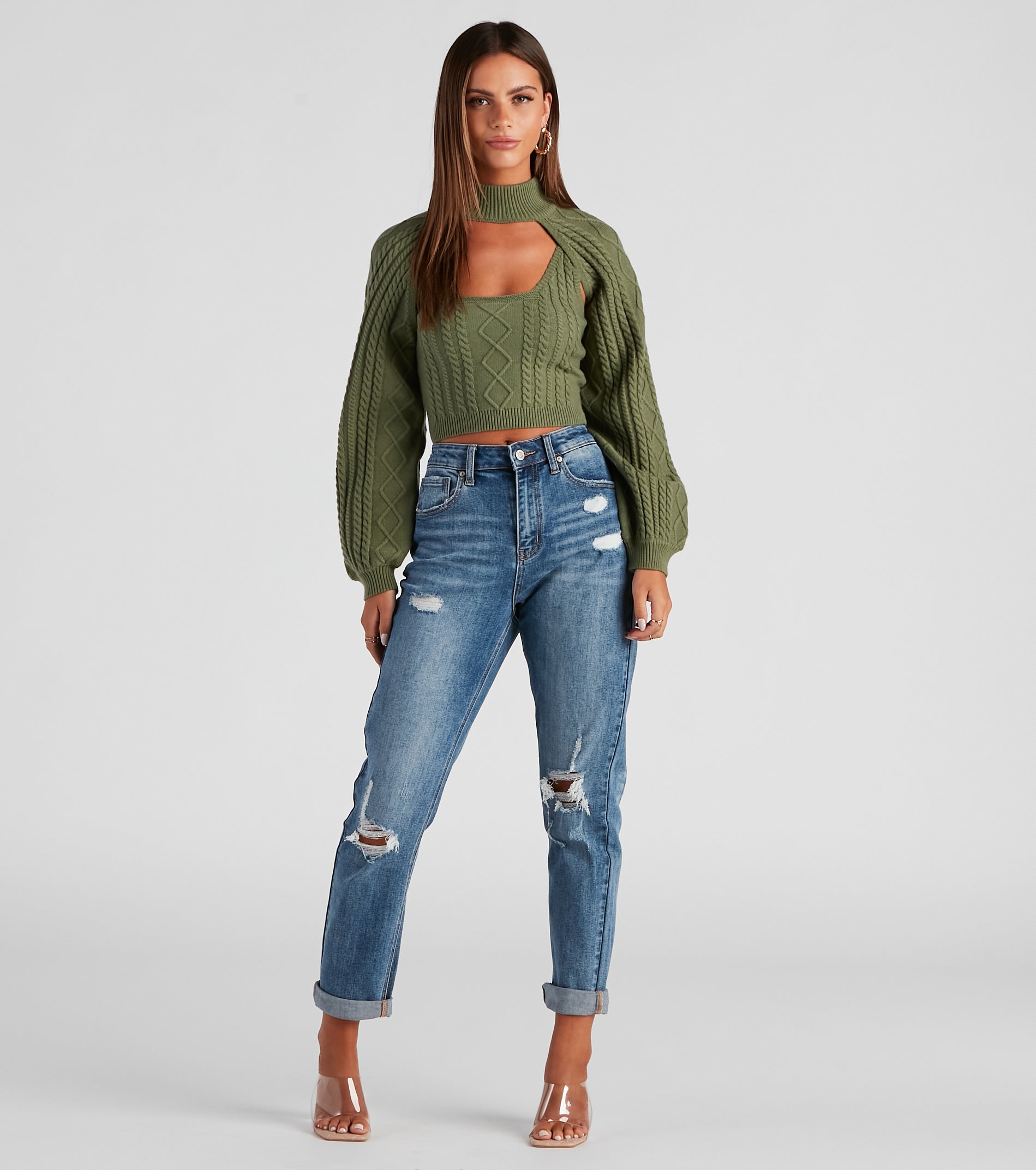 Autumn Harvest Mock Neck Sweater Top - Image 11