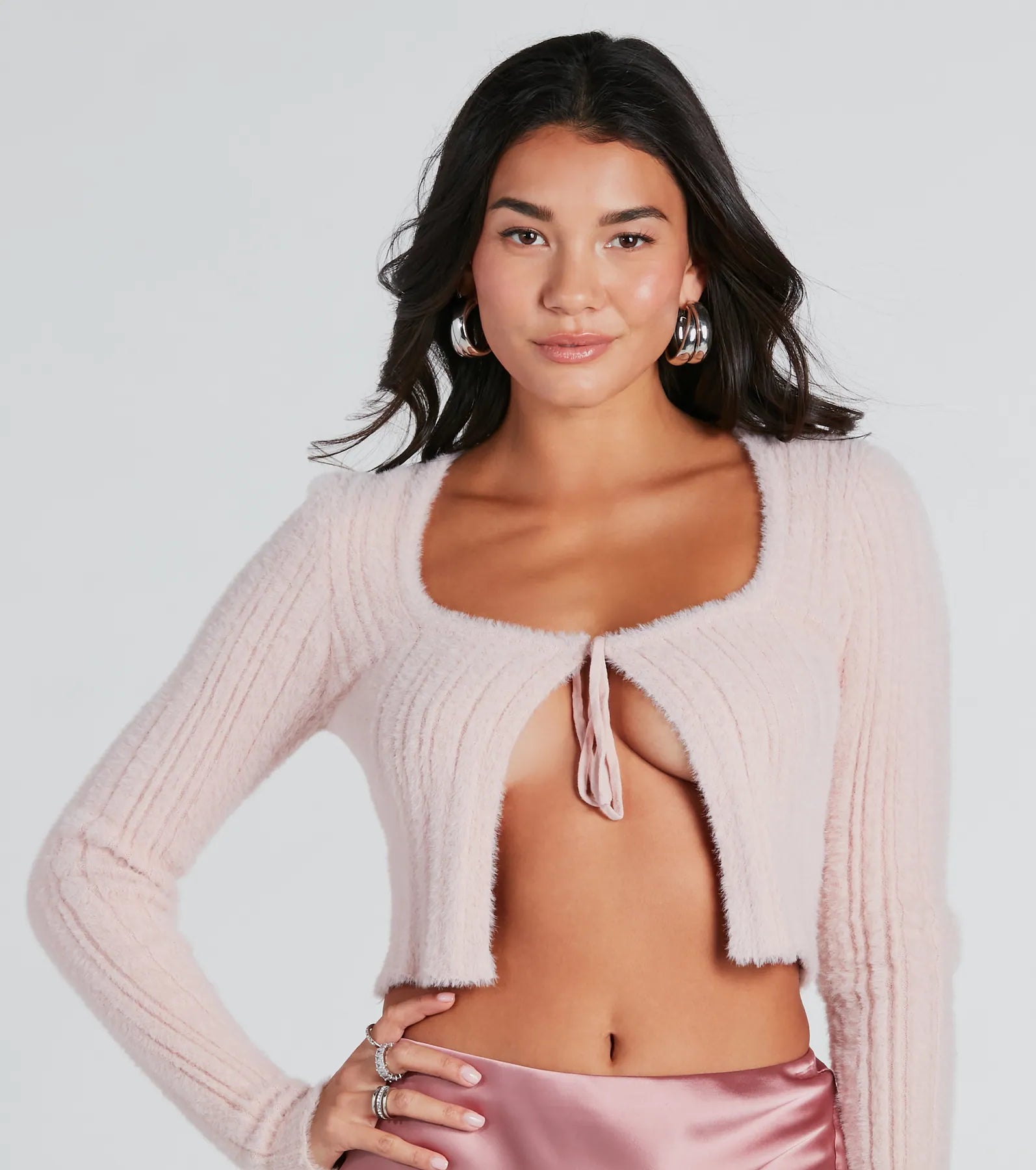 Flirty Charm Eyelash Knit Cardigan Sweater - Image 7