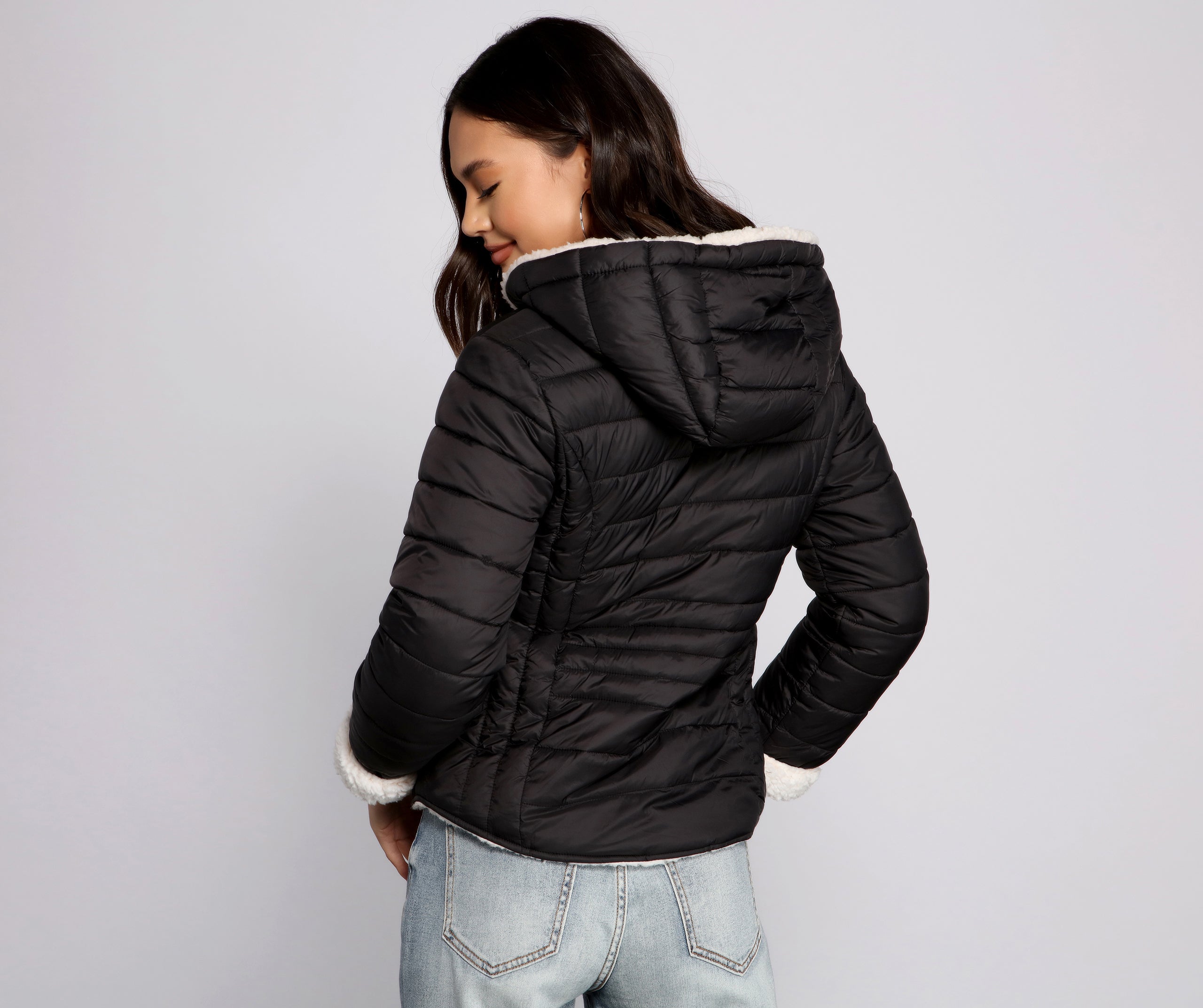 Faux Fur Reversible Puffer Jacket - Image 10