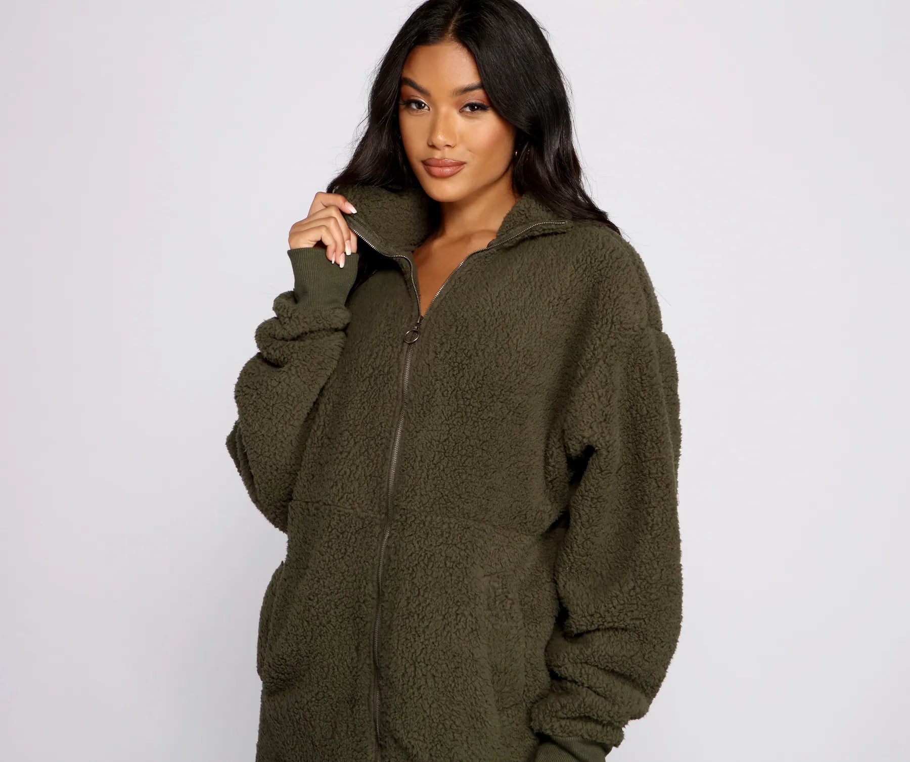 Chic and Cozy Oversized Teddy Trench Coat - Image 13