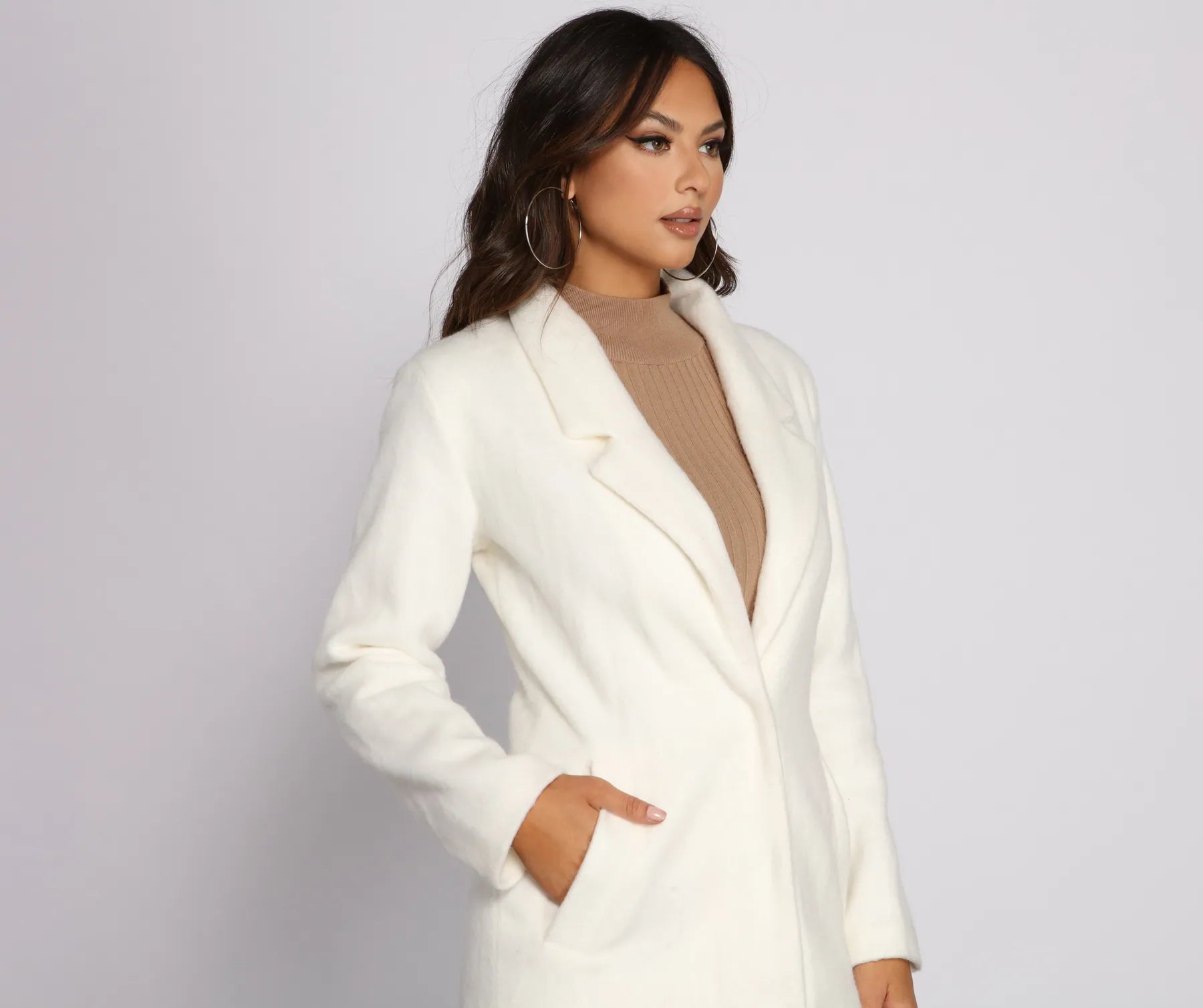 City Glamour Faux Wool Coat - Image 3