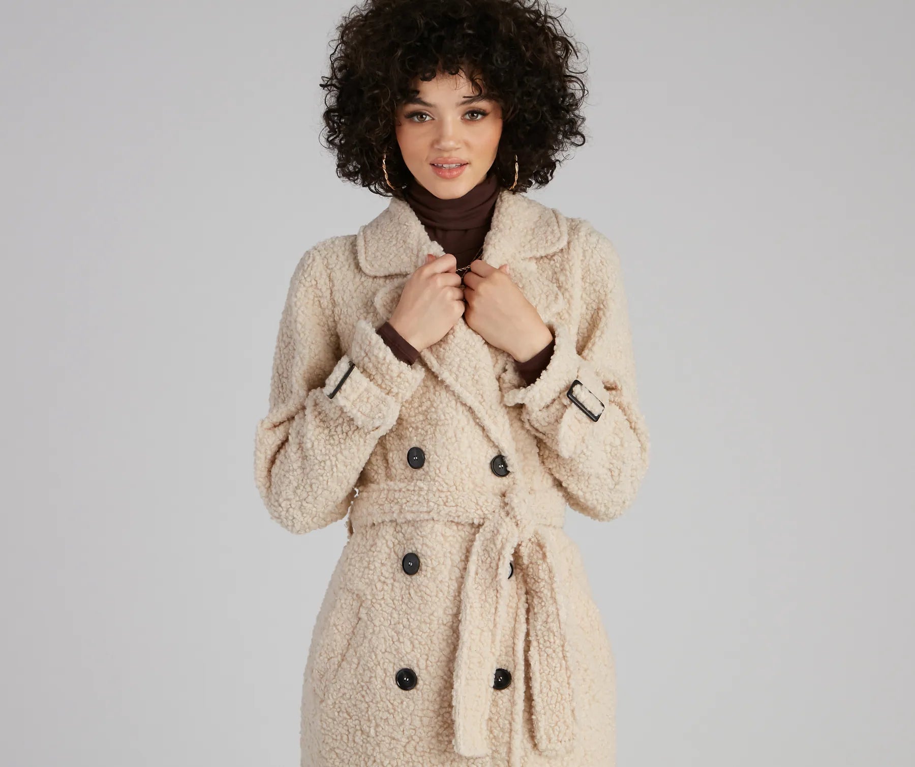 Locking Knit Down Sherpa Long Trench Coat - Image 8