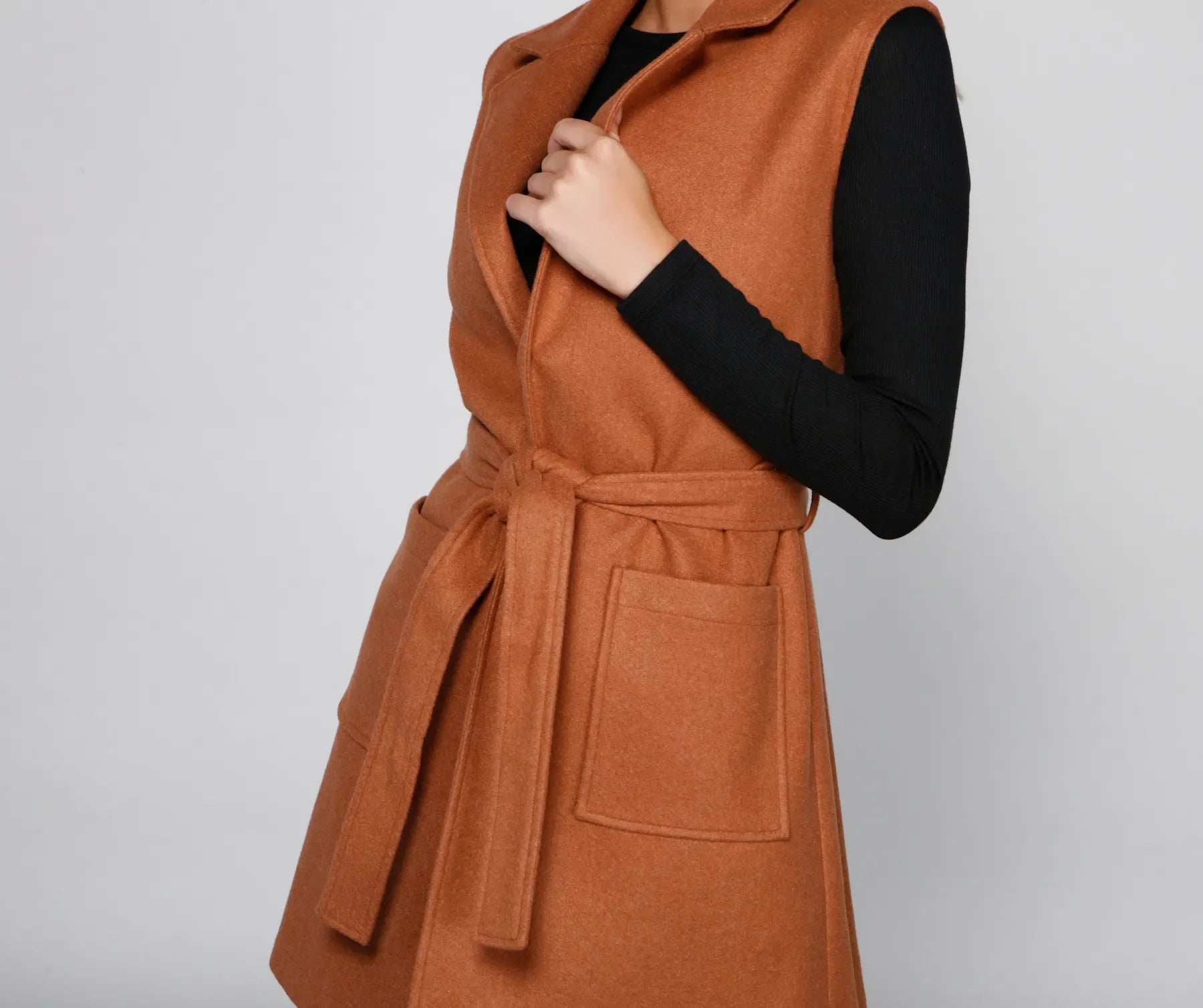 City Girl Faux Wool Trench Vest - Image 4