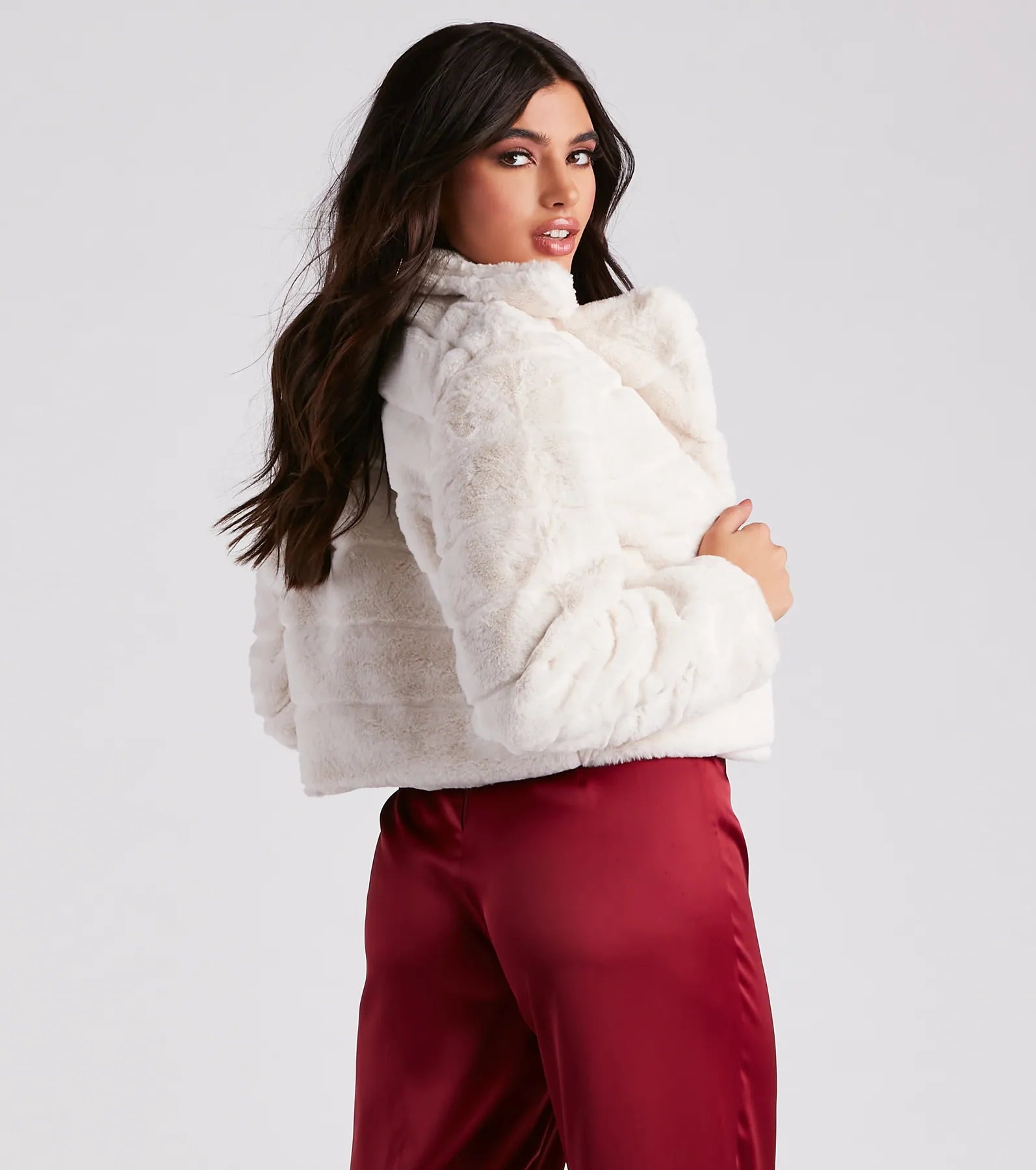 A Fabulous Vibe Faux Fur Crop Jacket - Image 2