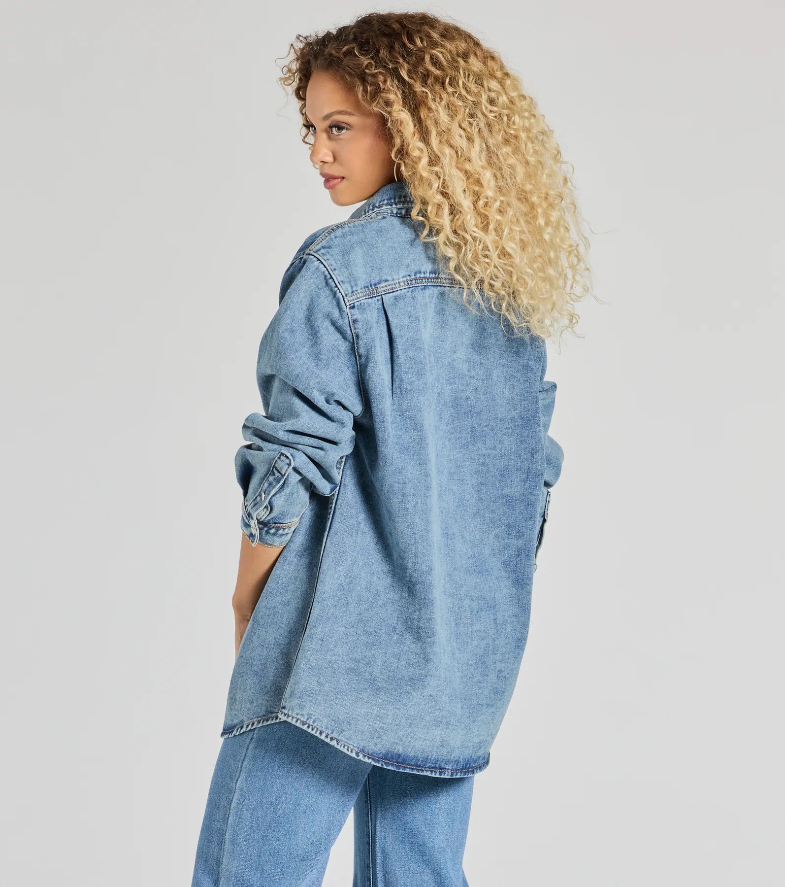 Casual Fave Button-Down Denim Shacket - Image 2
