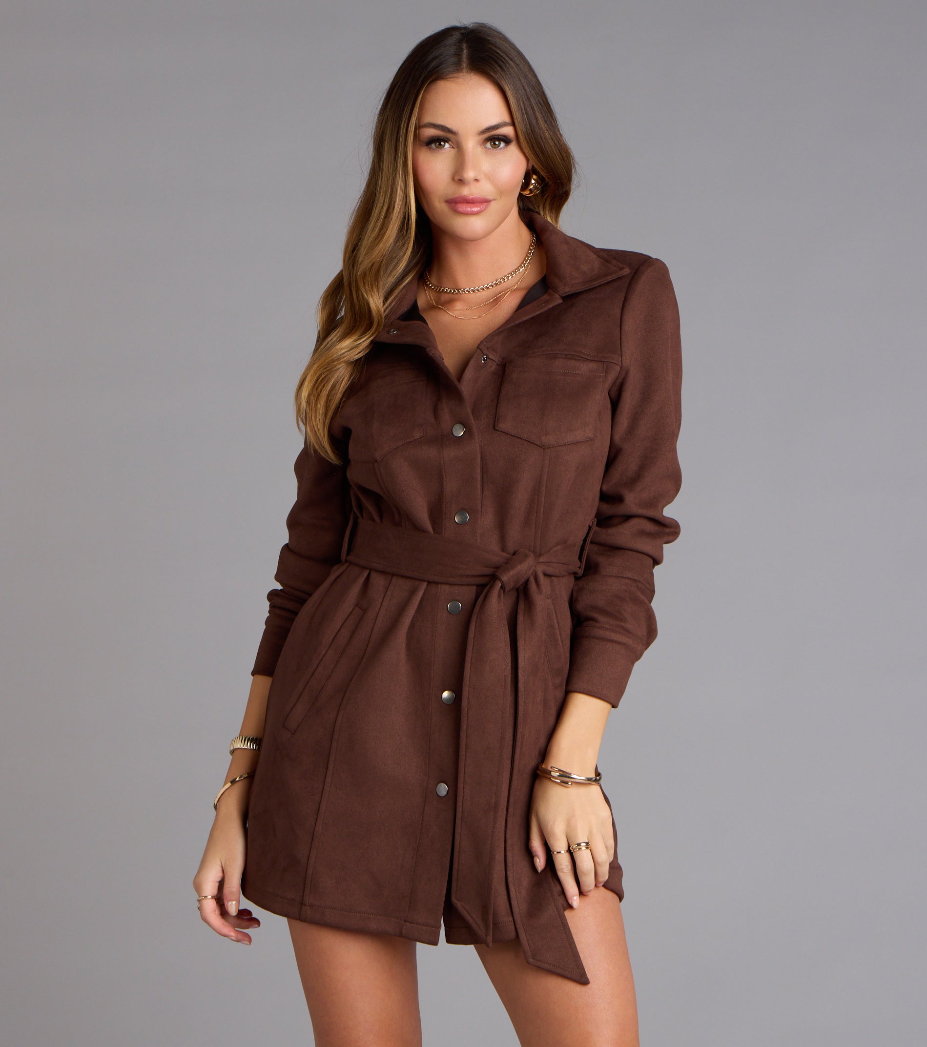 Autumn Luxe Faux Suede Trench Jacket - Image 4