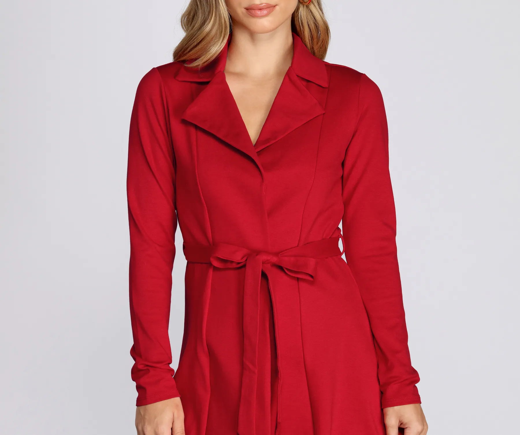 Amore Long Belted Trench Coat - Image 2