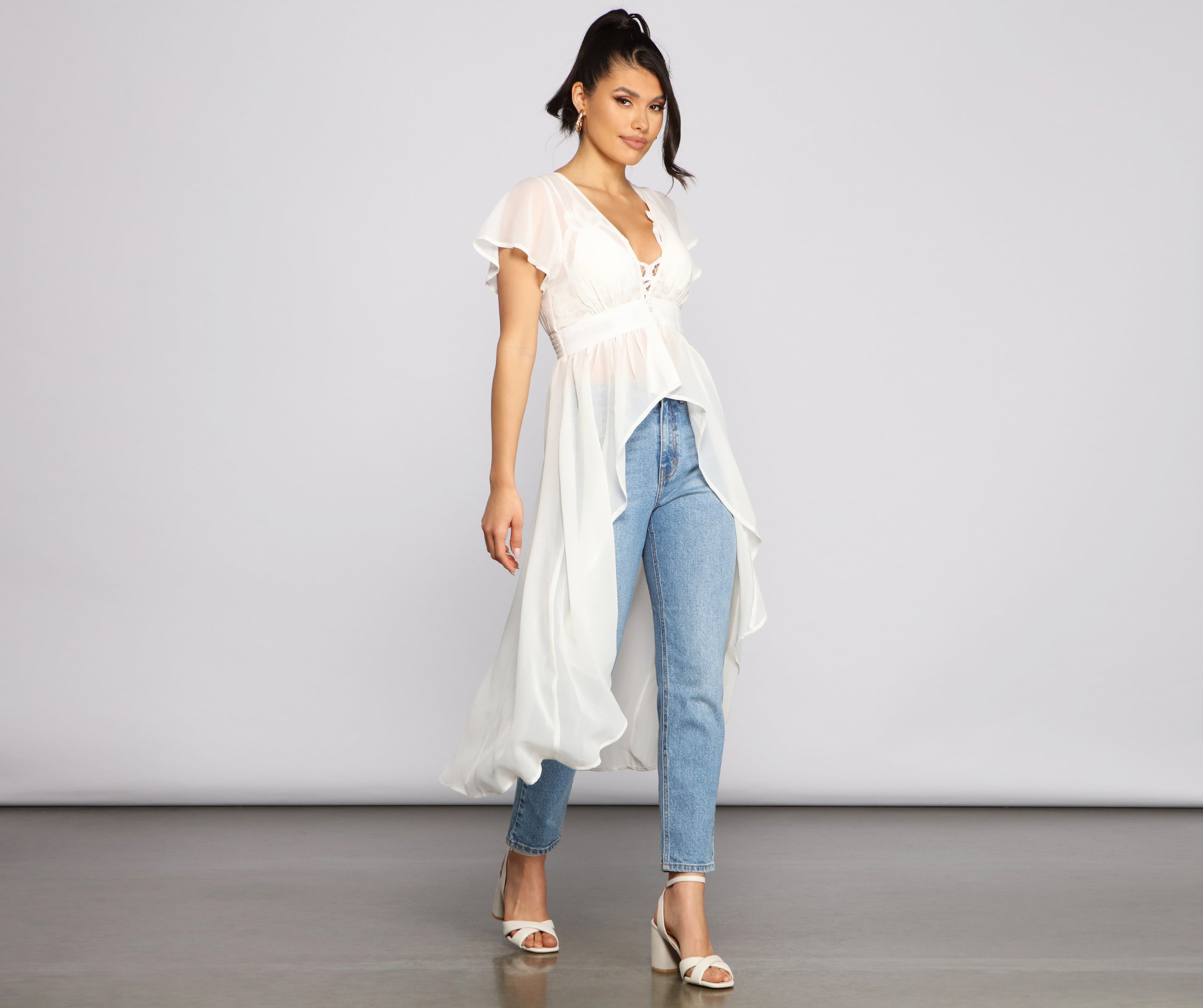 Charming Chiffon High-Low Duster - Image 7