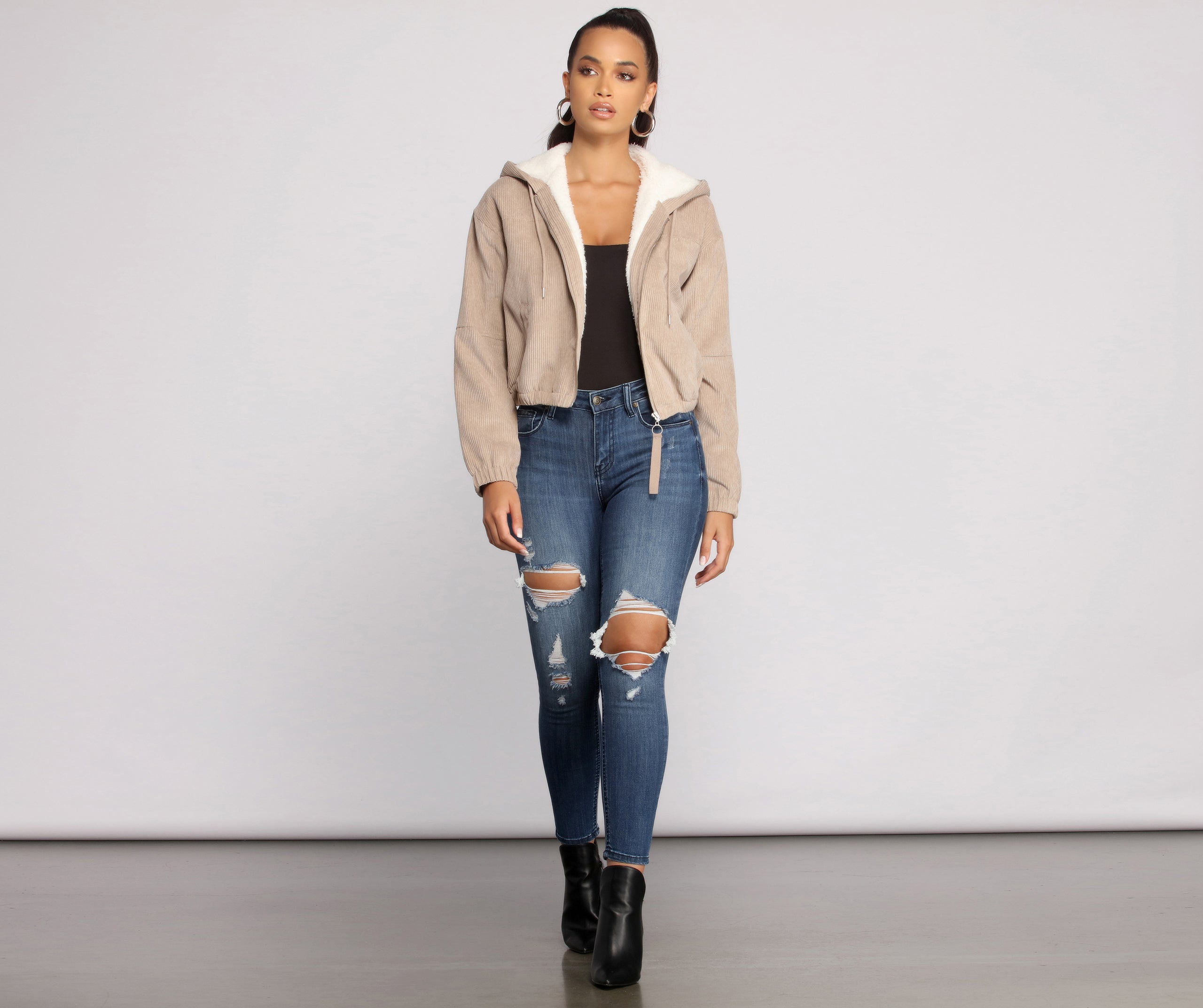 Corduroy Cutie Cropped Sherpa Jacket - Image 8