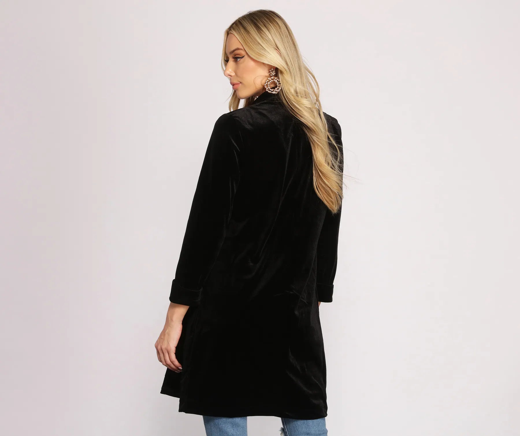 Luxe Velvet Long Line Blazer - Image 2