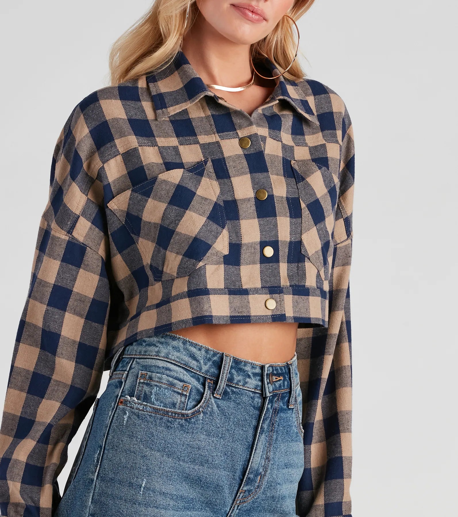 Big On Plaid Cropped Jacket - Image 3