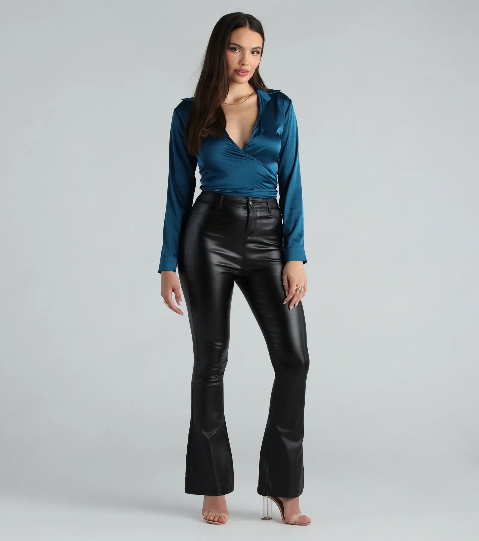 So Sleek Satin Tie-Front Blouse - Image 71