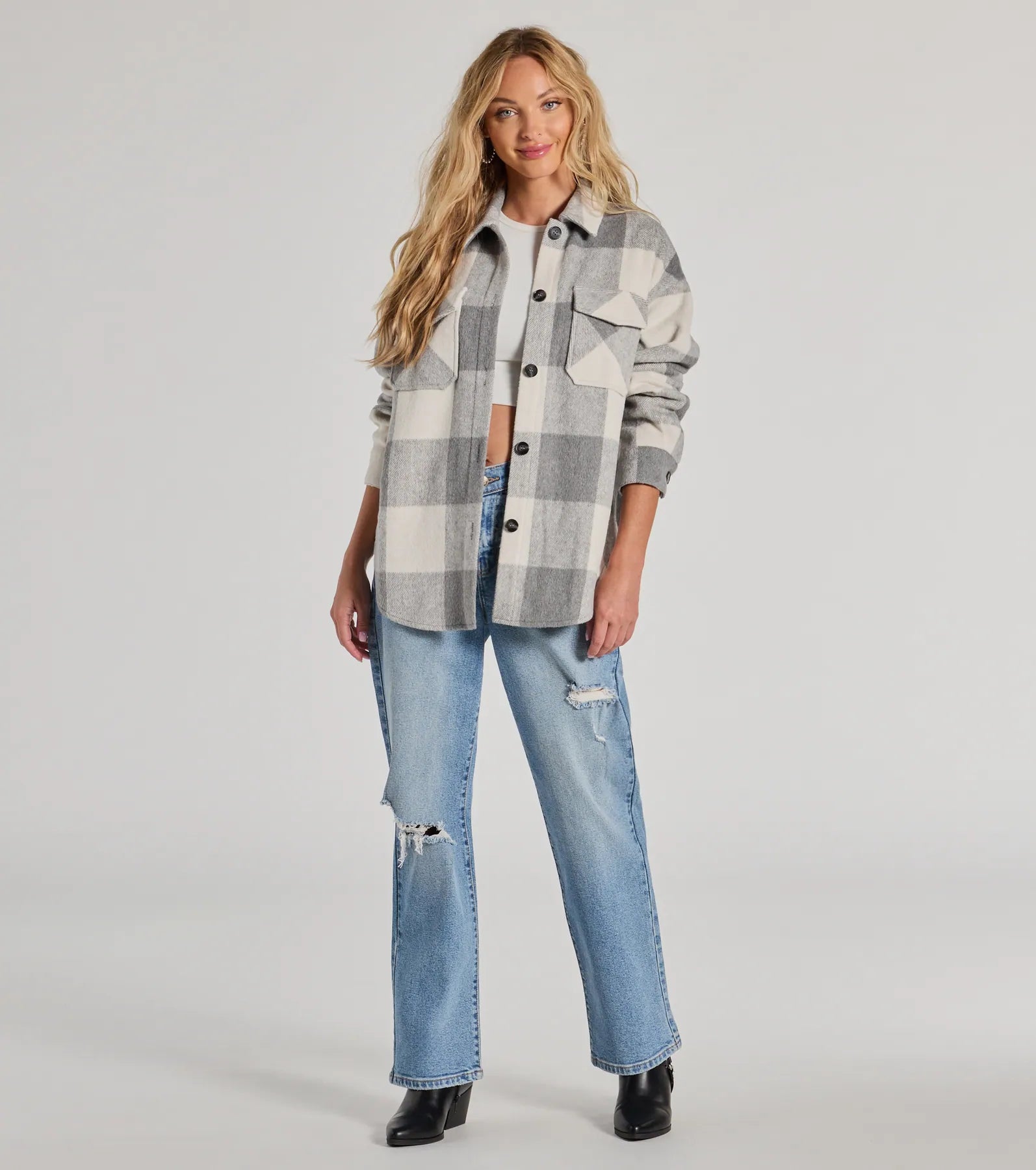 Cozy Season Plaid Button-Down Shacket - Image 4