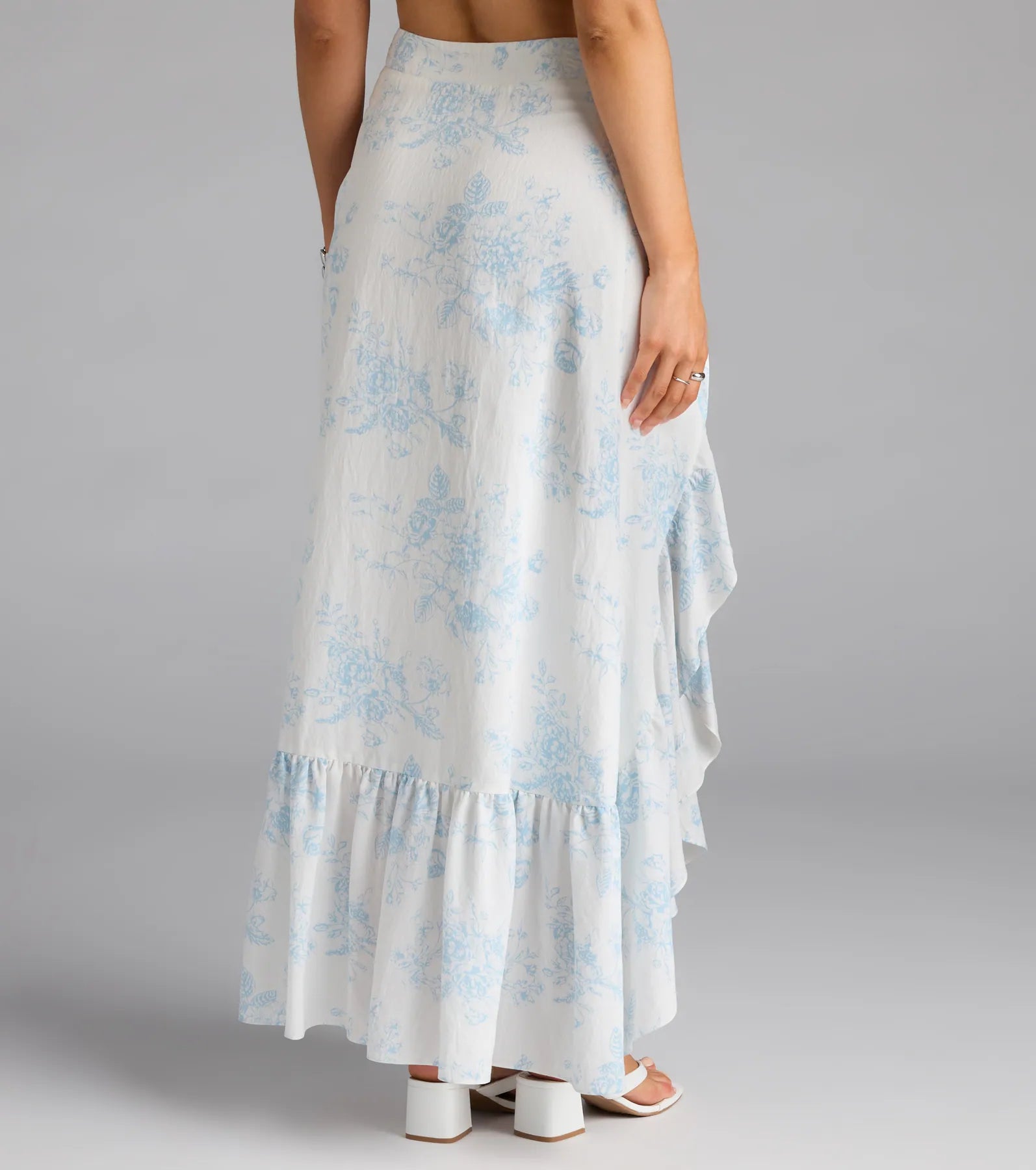 Whimsical Essence Ruffled Floral Maxi Skirt - Image 2